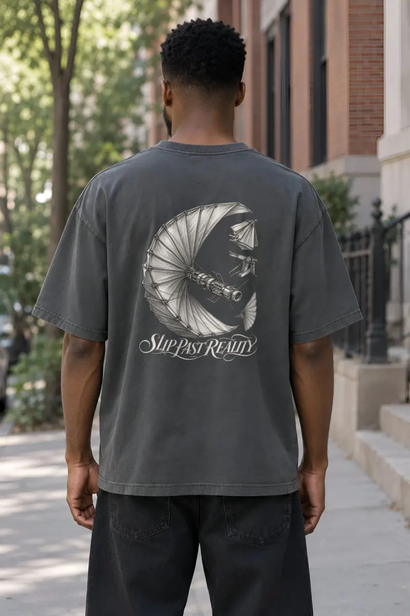 “Slip Past Reality” Men’s Oversized Heavyweight Crewneck T-Shirt