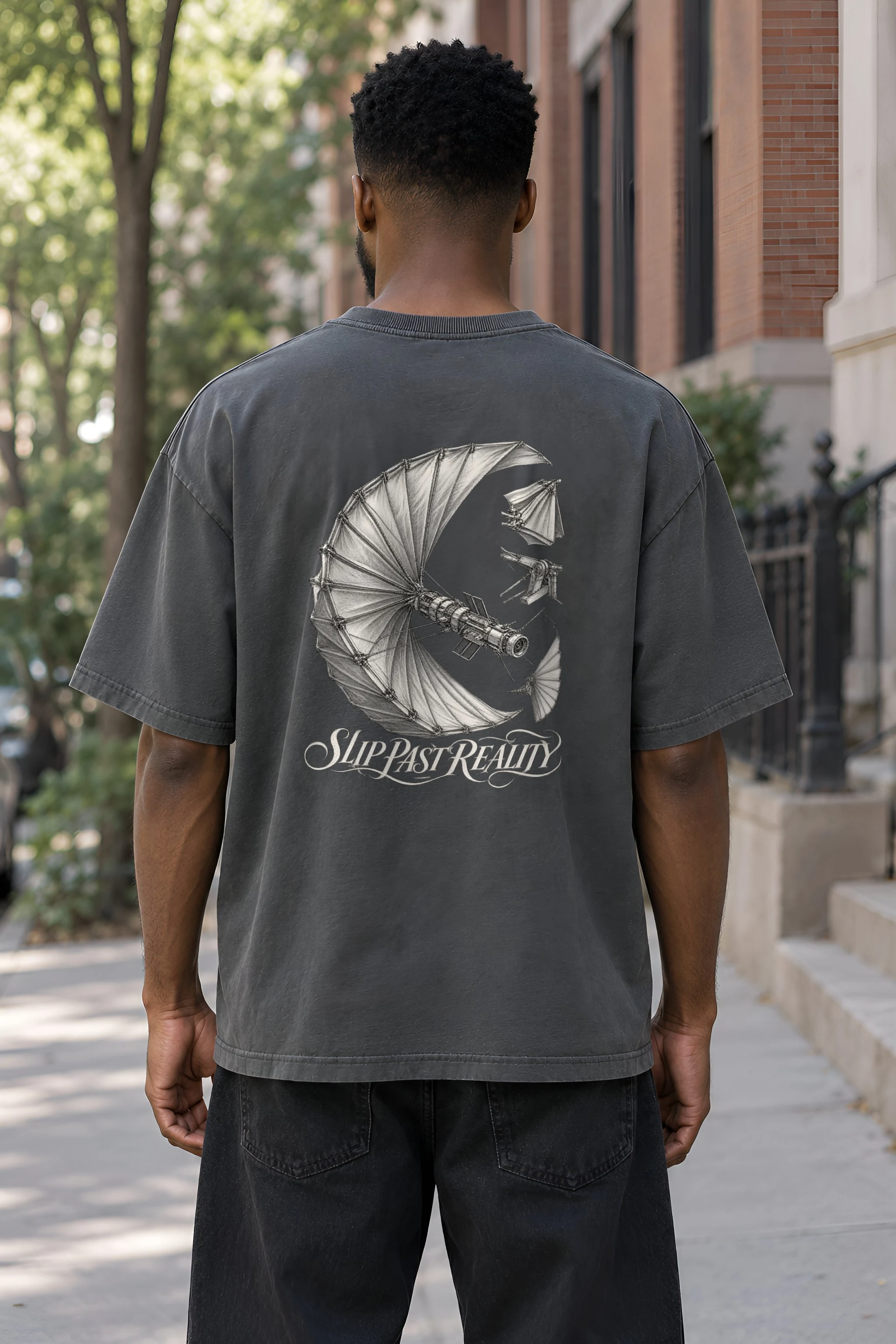 "Slip Past Reality" Men's Oversized Heavyweight Crewneck T-Shirt
