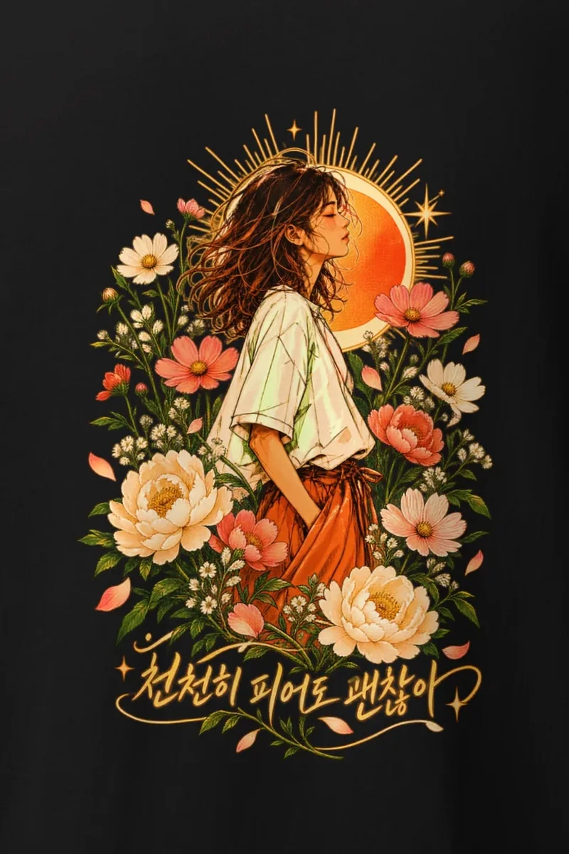 "Slow Bloom" Heavyweight Unisex Crewneck T-shirt