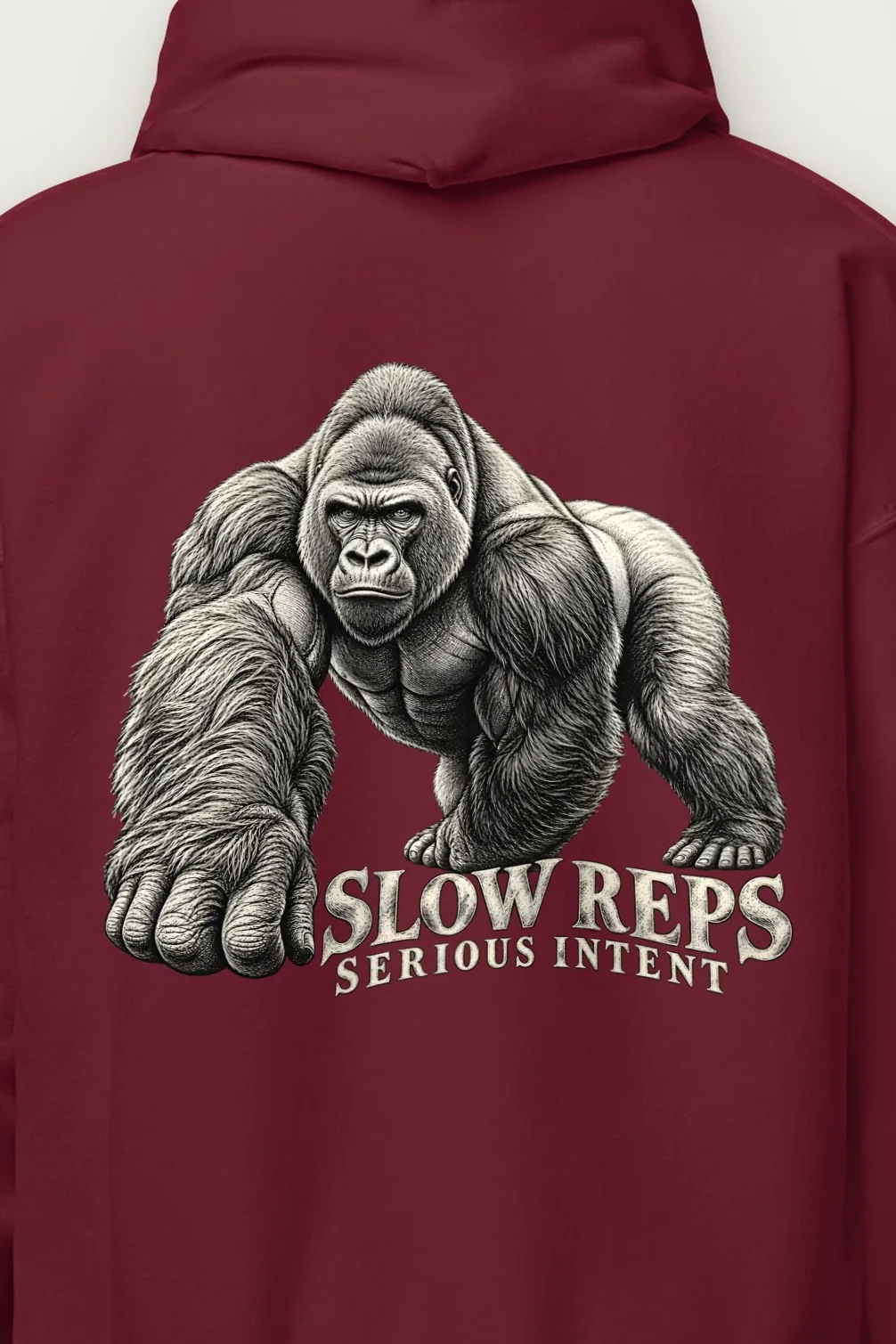 "Slow Reps Serious Intent" Heavy Blend Unisex Pullover Hoodie - the graphic up close