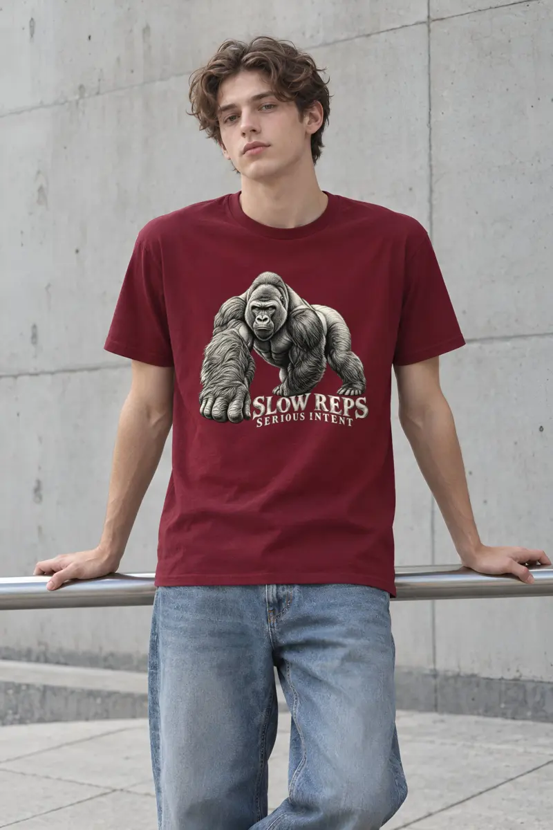 “Slow Reps, Serious Intent” Heavyweight Unisex Crewneck T-shirt