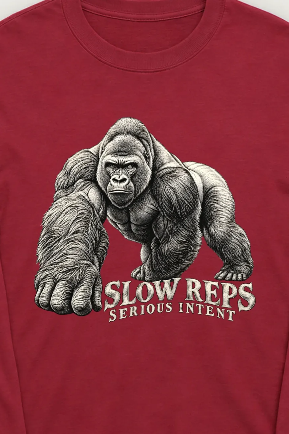 "Slow Reps, Serious Intent" Unisex Longsleeve T-shirt - the graphic up close