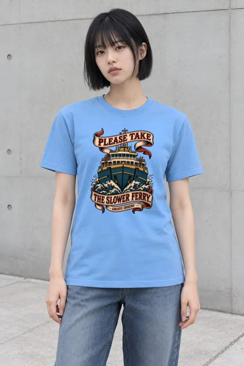 “Slower Ferry” Heavyweight Unisex Crewneck T-shirt