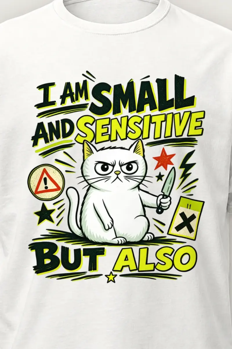 "Small And Sensitive" Heavyweight Unisex Crewneck T-shirt
