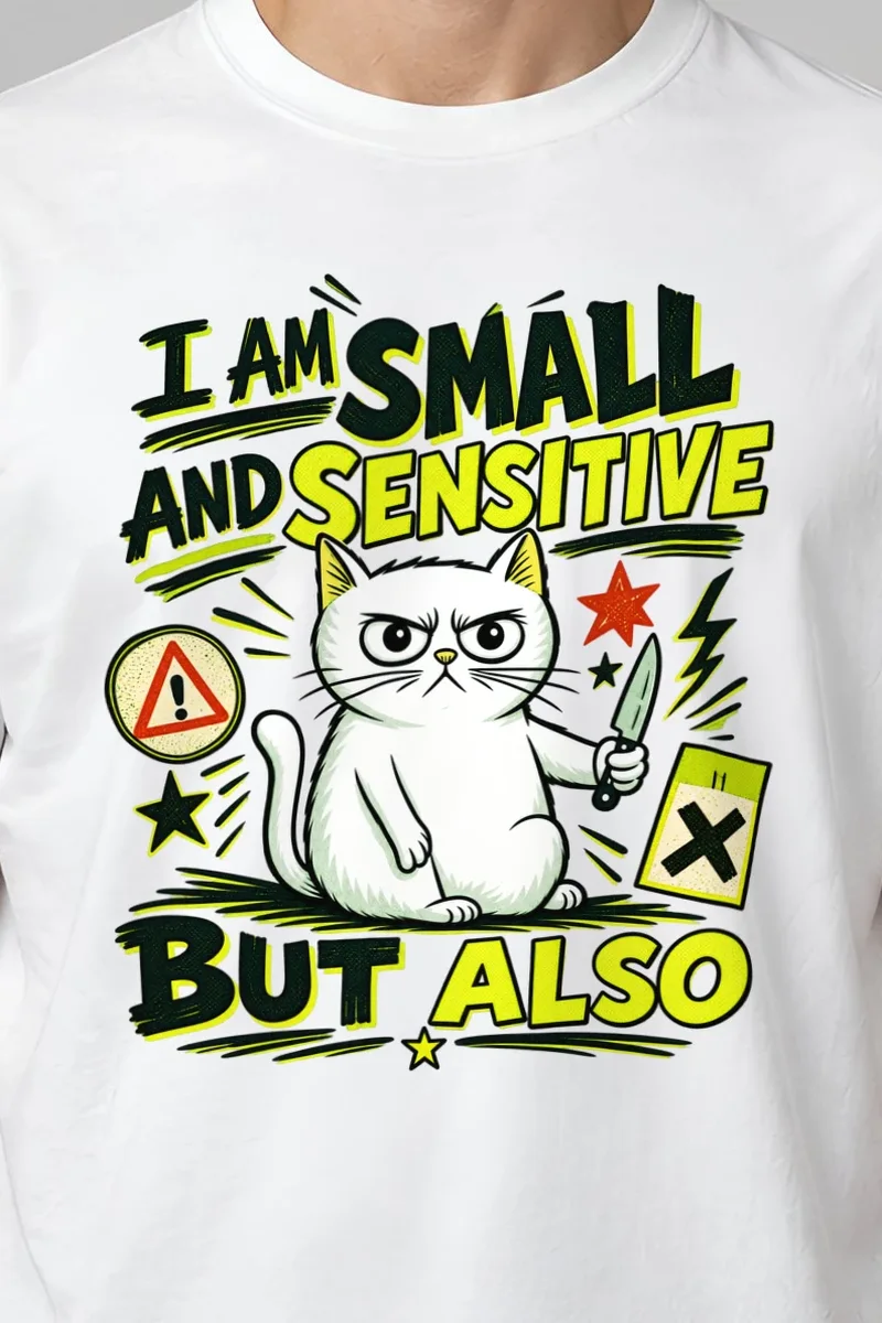 "Small And Sensitive" Heavyweight Unisex Crewneck T-shirt