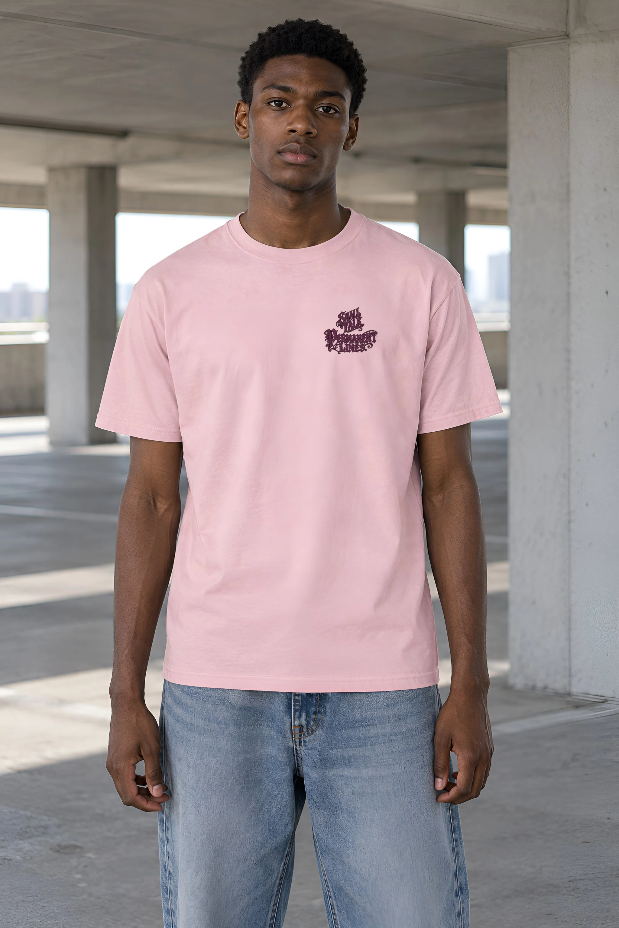 "Small Talk. Permanent Lines." Heavyweight Unisex Crewneck T-shirt