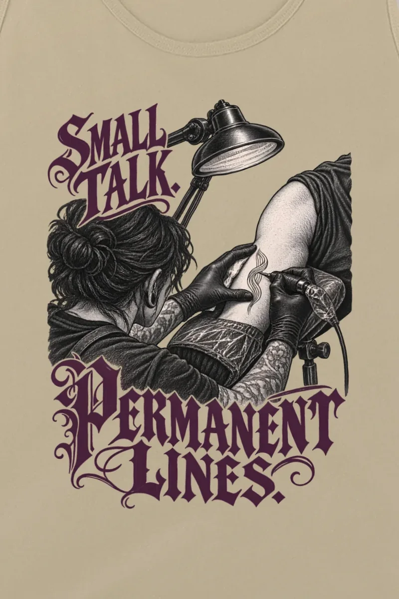 "Small Talk, Permanent Lines" Unisex Jersey Tank - the graphic up close