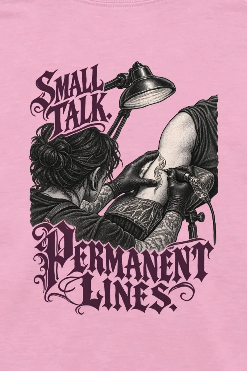 "Small Talk Permanent Lines" Unisex Longsleeve T-shirt - the graphic up close
