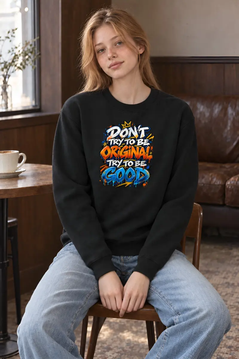 "Don't Try To Be Good" Heavy Blend Unisex Crewneck Sweatshirt