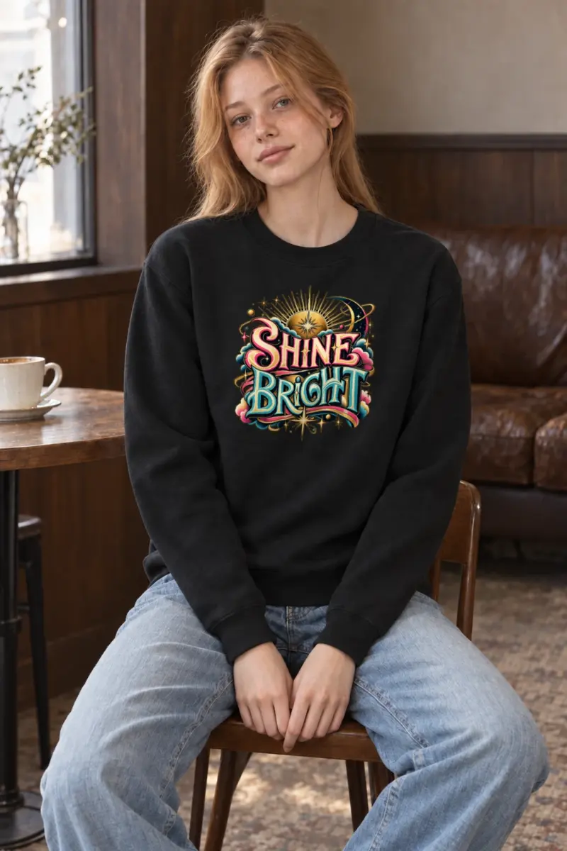 "Shine Bright Lettering" Heavy Blend Unisex Crewneck Sweatshirt