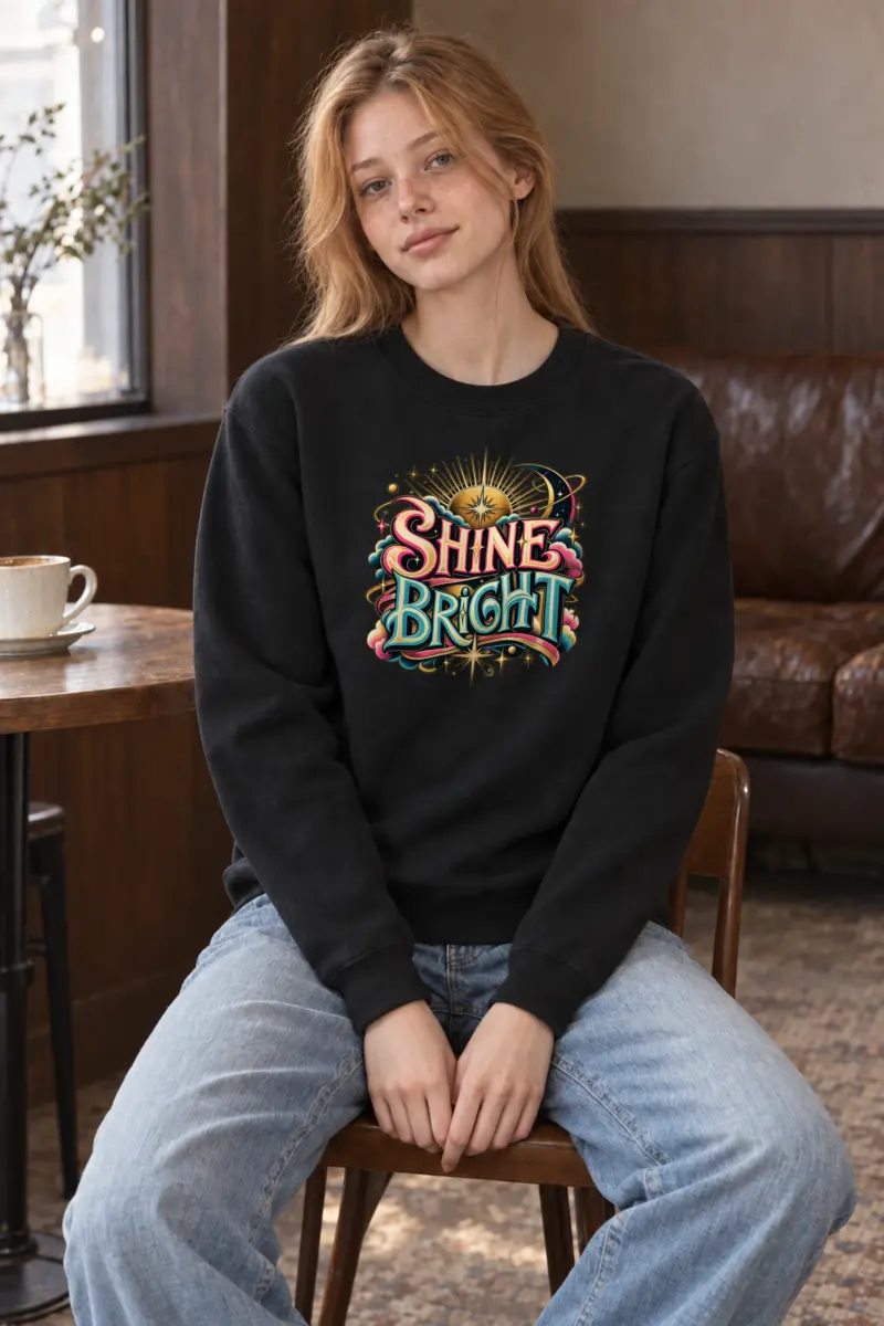 "Shine Bright Lettering" Heavy Blend Unisex Crewneck Sweatshirt