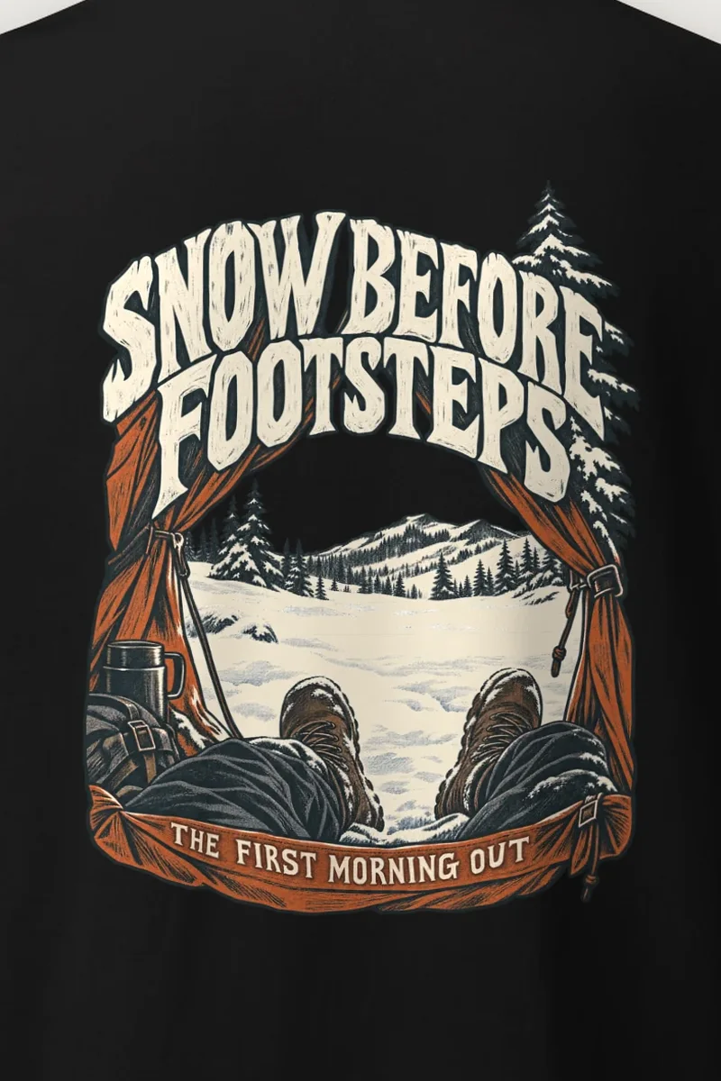 "Snow Before Footsteps" Heavyweight Unisex Crewneck T-shirt - the graphic up close