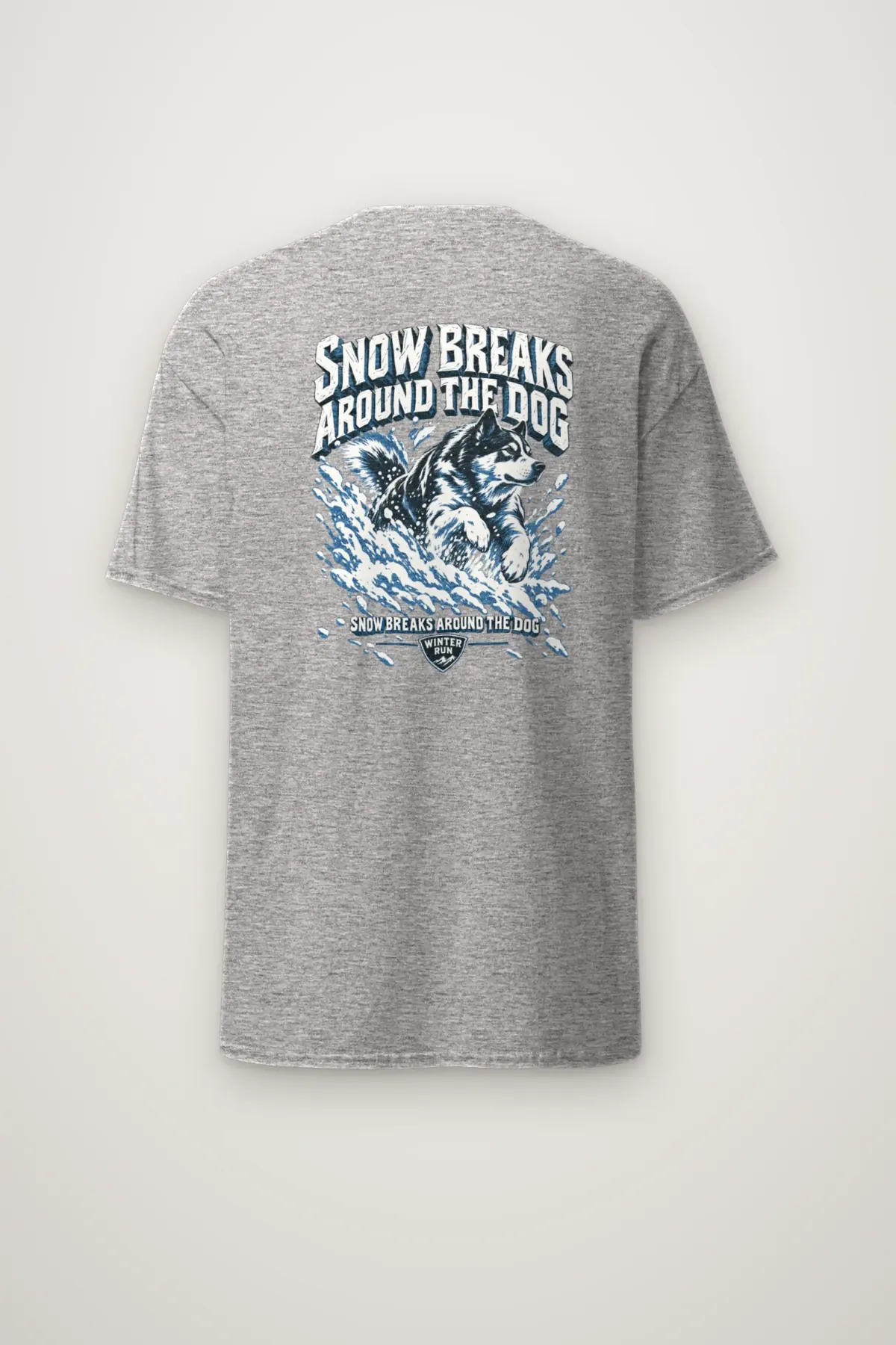 "Snow Breaks Around the Dog" Heavyweight Unisex Crewneck T-shirt