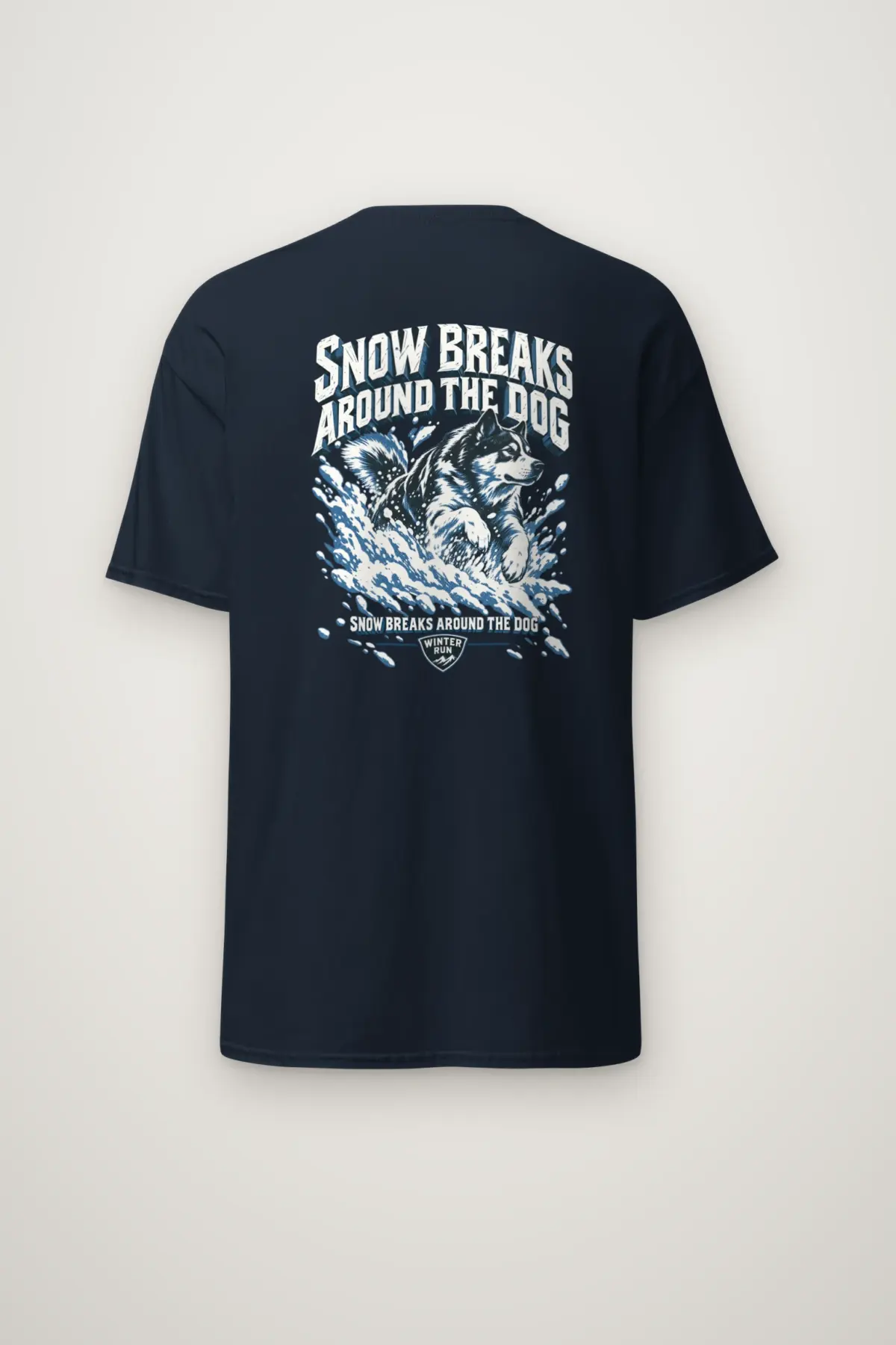 "Snow Breaks Around the Dog" Heavyweight Unisex Crewneck T-shirt