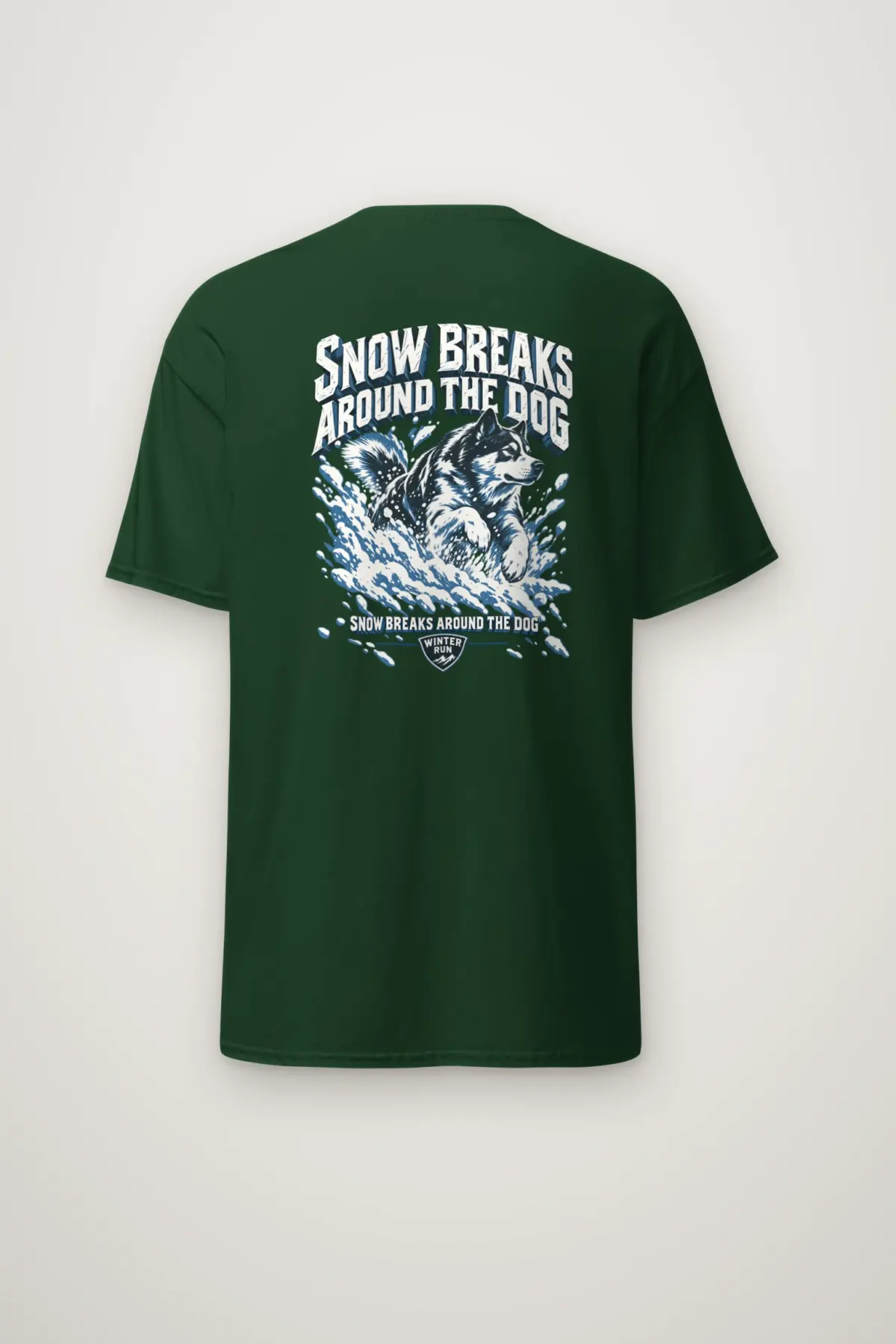 "Snow Breaks Around the Dog" Heavyweight Unisex Crewneck T-shirt