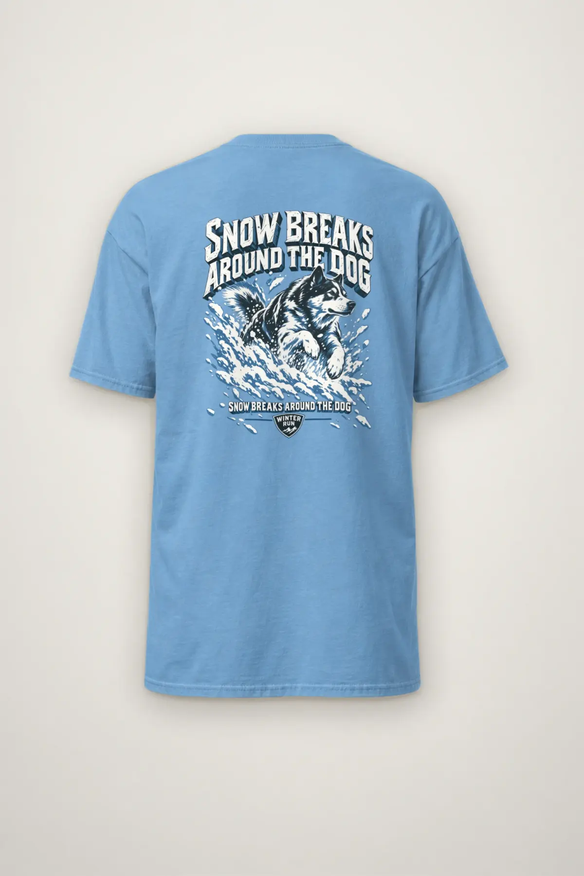 "Snow Breaks Around the Dog" Heavyweight Unisex Crewneck T-shirt