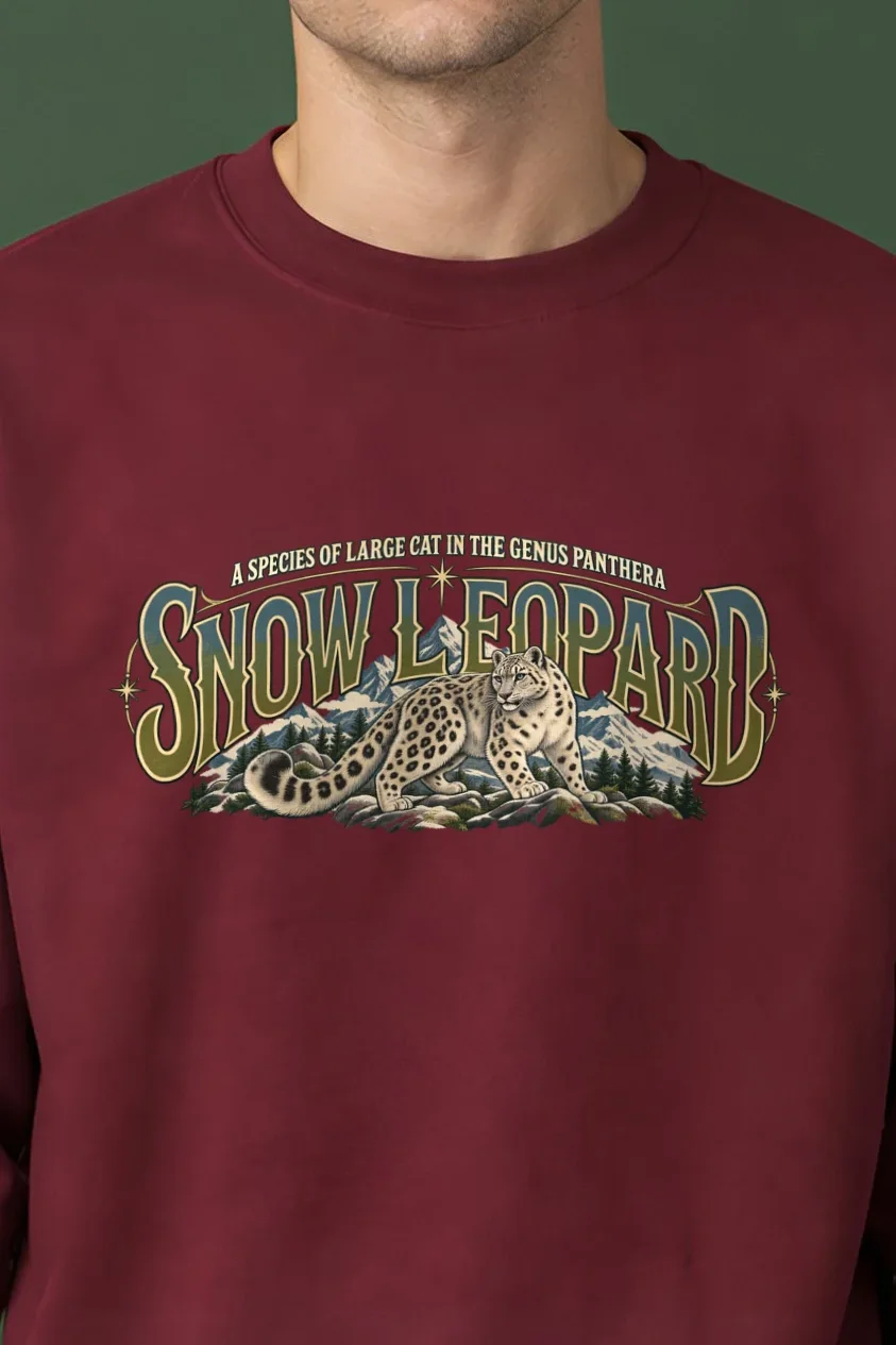 "Snow Leopard Study" 1 Crewneck Sweatshirt - the graphic up close