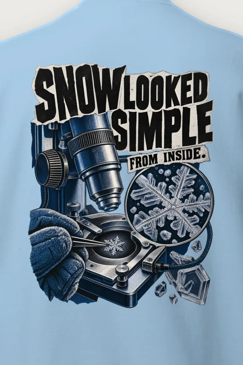 "Snow Looked Simple From Inside" Heavy Blend Unisex Crewneck Sweatshirt - the graphic up close