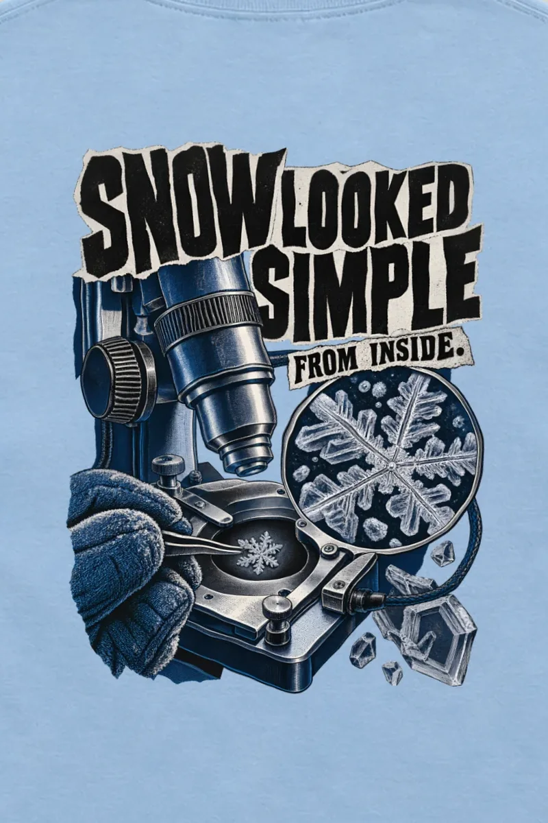 "Snow Looked Simple From Inside" Unisex Longsleeve T-shirt - the graphic up close