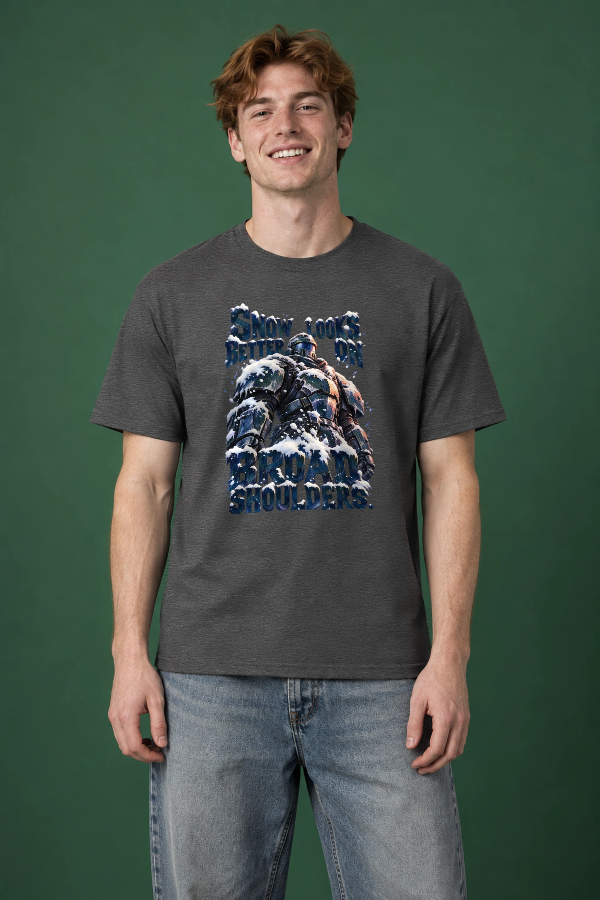 "Snow Looks Better On Broad Shoulders" Heavyweight Unisex Crewneck T-shirt