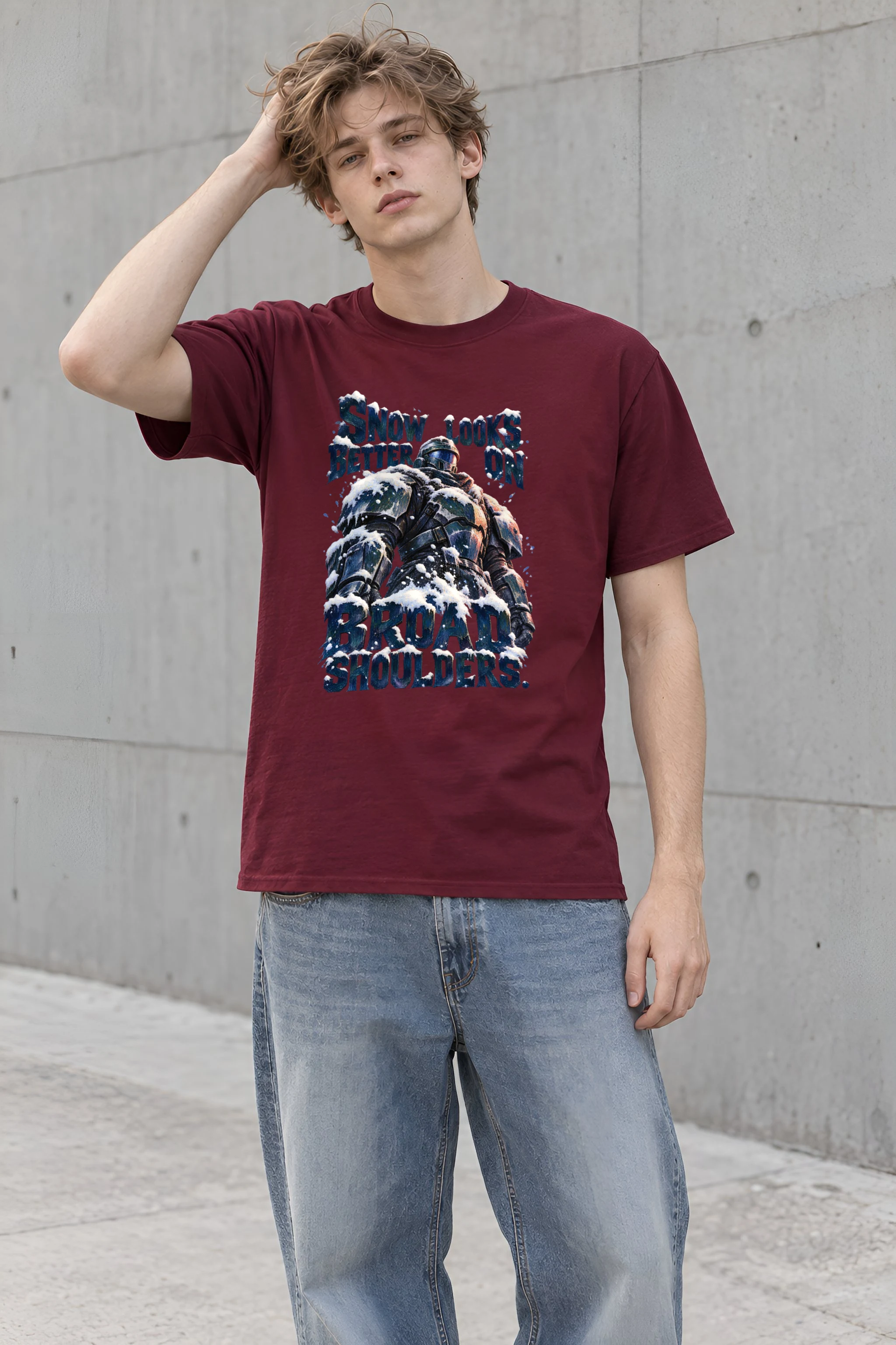 "Snow Looks Better On Broad Shoulders" Heavyweight Unisex Crewneck T-shirt