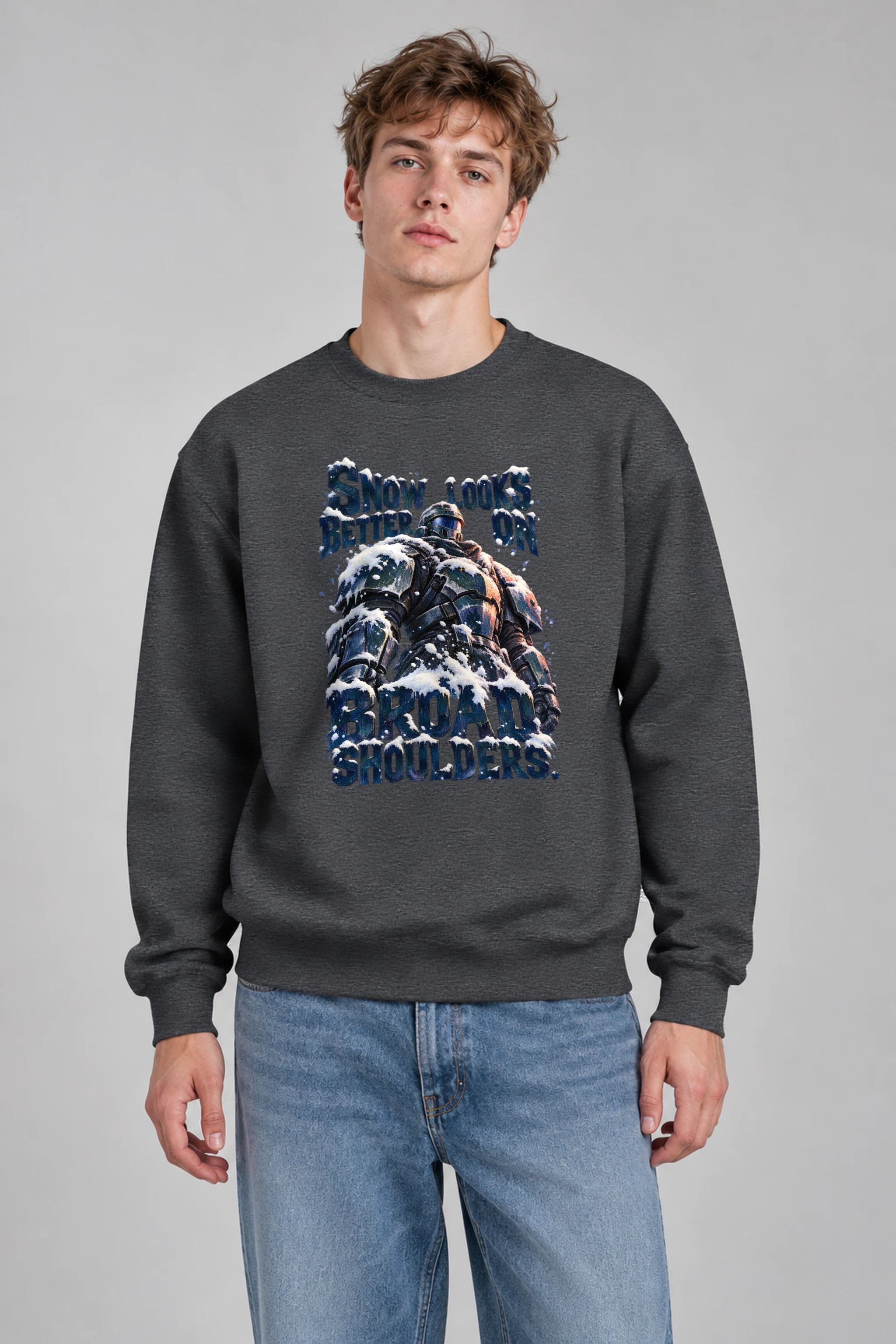 "Snow Looks Better On Broad Shoulders" Unisex Crewneck Sweatshirt
