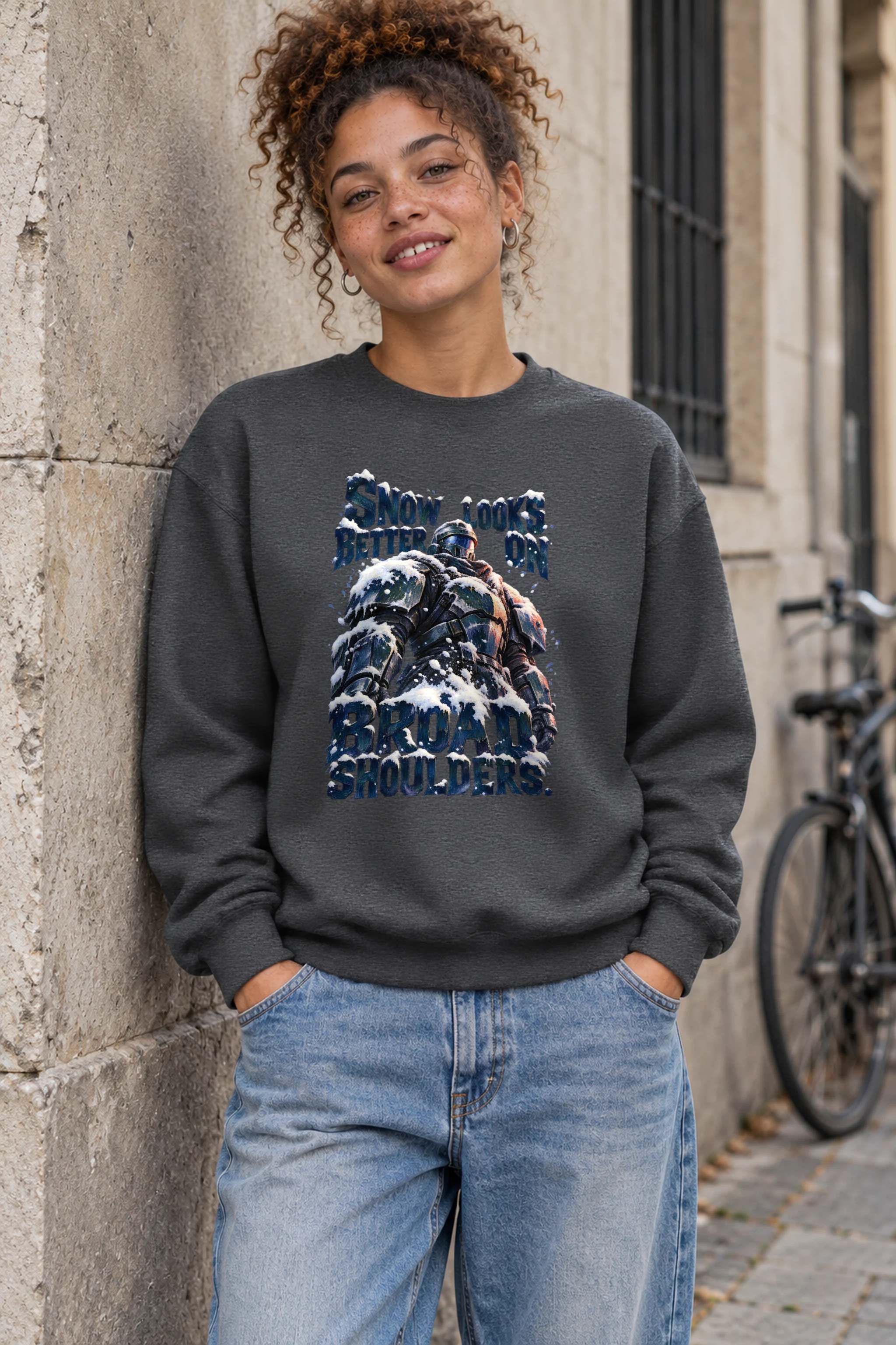 "Snow Looks Better On Broad Shoulders" Unisex Crewneck Sweatshirt