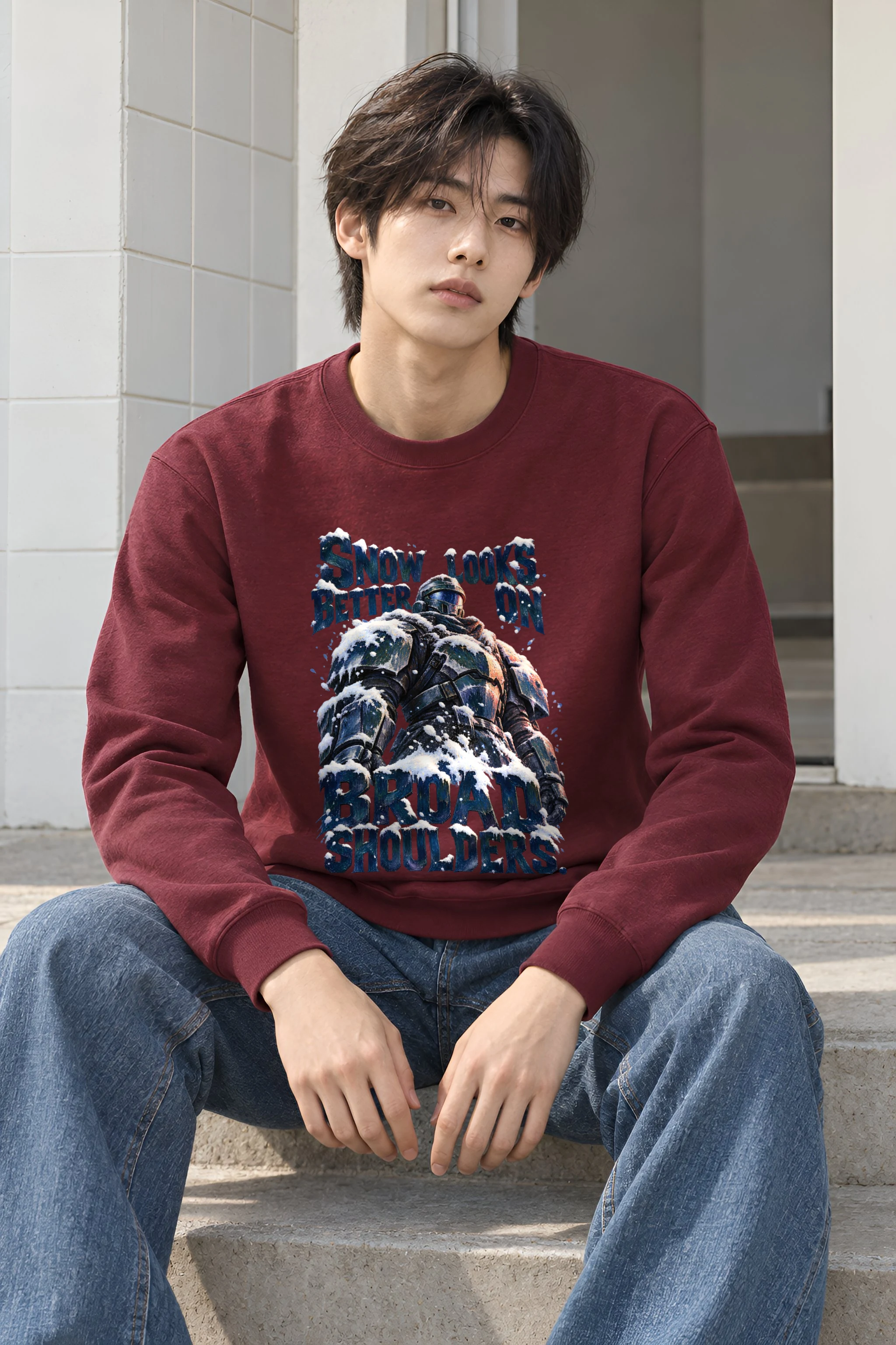 "Snow Looks Better On Broad Shoulders" Unisex Crewneck Sweatshirt