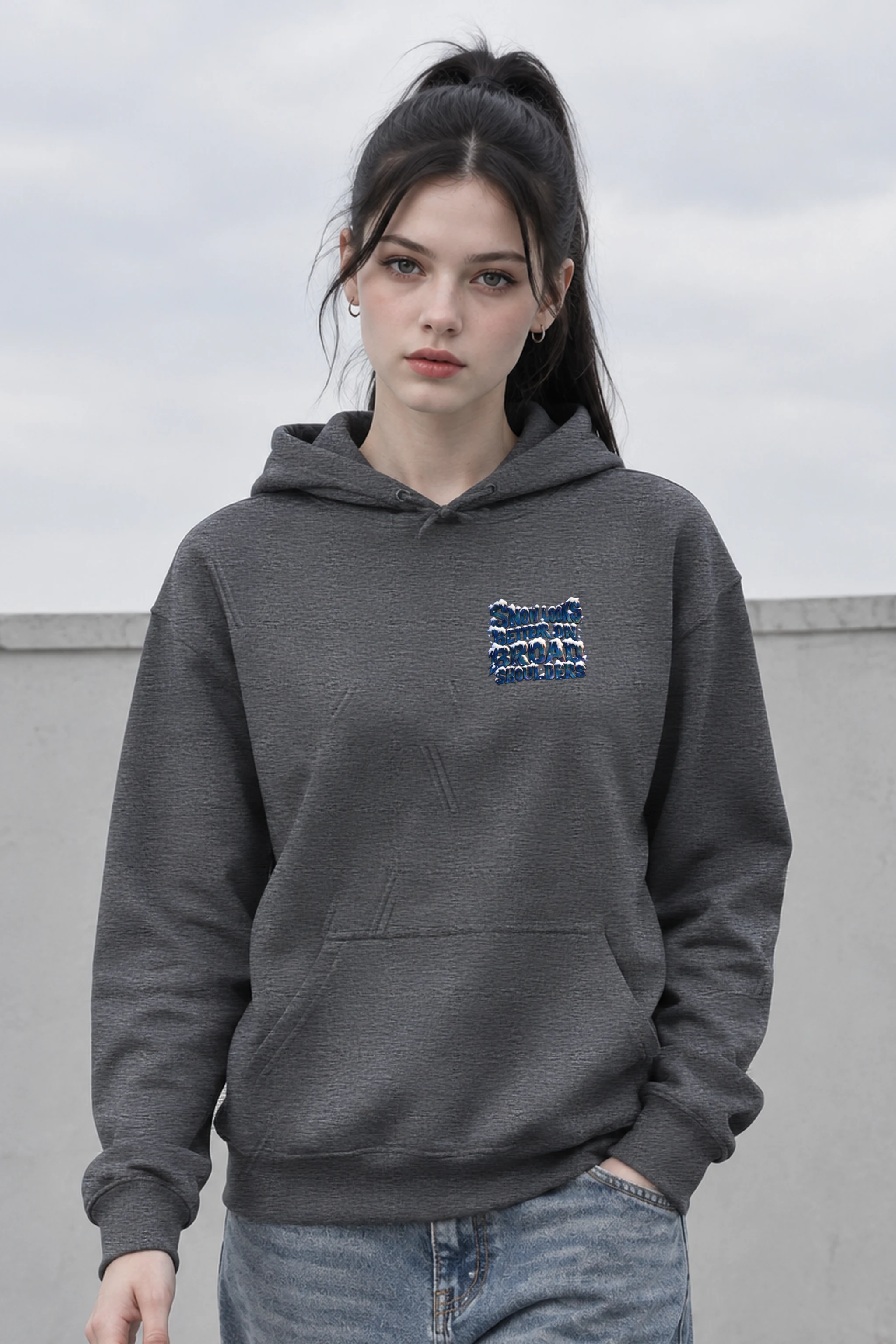 "Snow Looks Better On Broad Shoulders" Unisex Pullover Hoodie