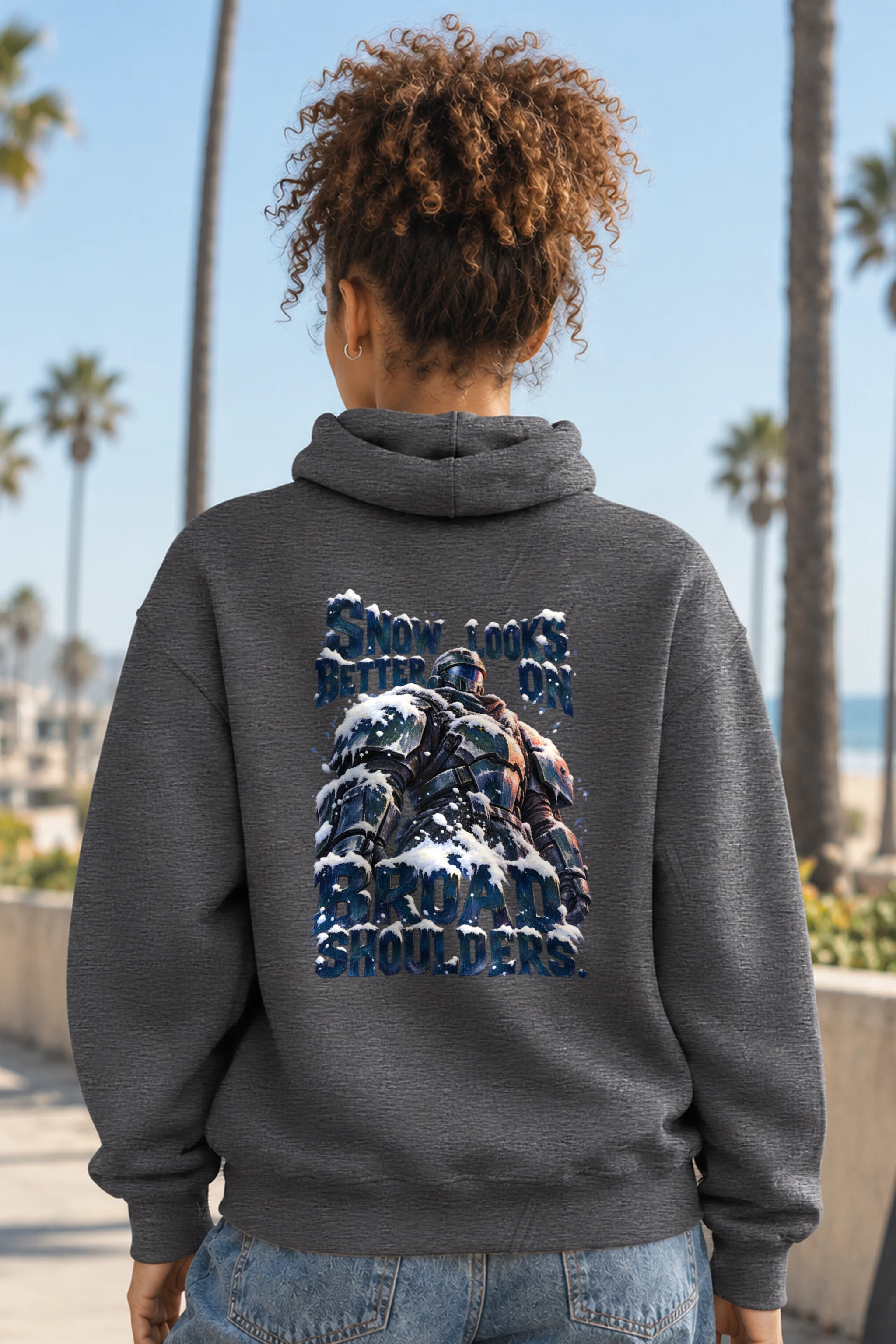 "Snow Looks Better On Broad Shoulders" Unisex Pullover Hoodie