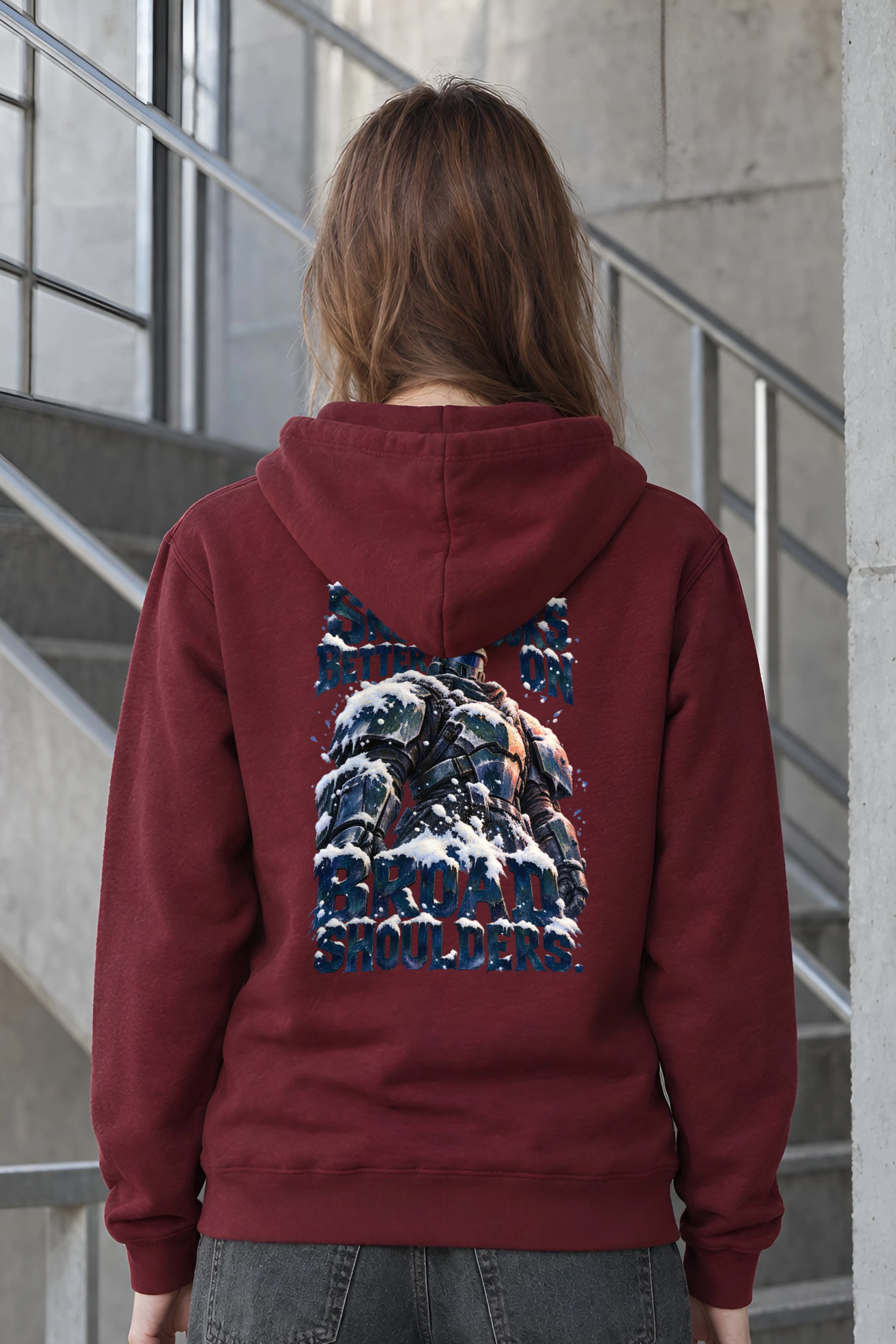 "Snow Looks Better On Broad Shoulders" Unisex Pullover Hoodie