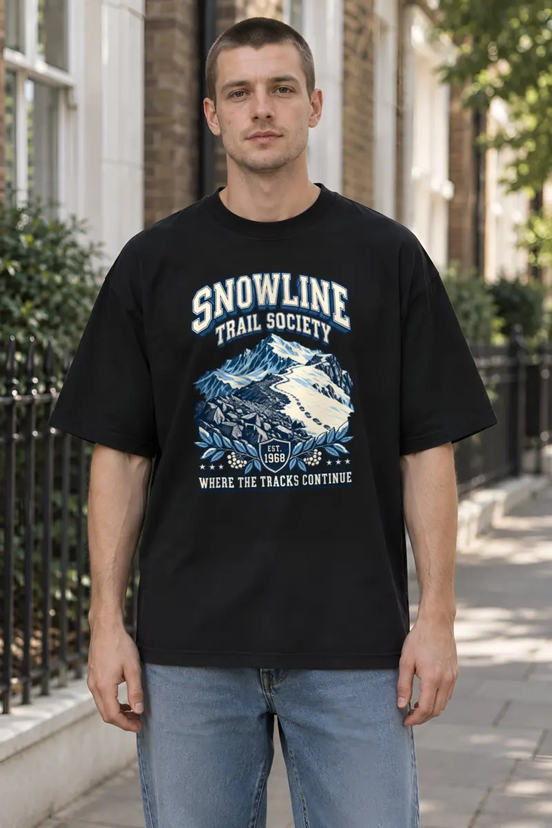 "Snowline Trail Society" Unisex Oversized Heavyweight Crewneck T-Shirt