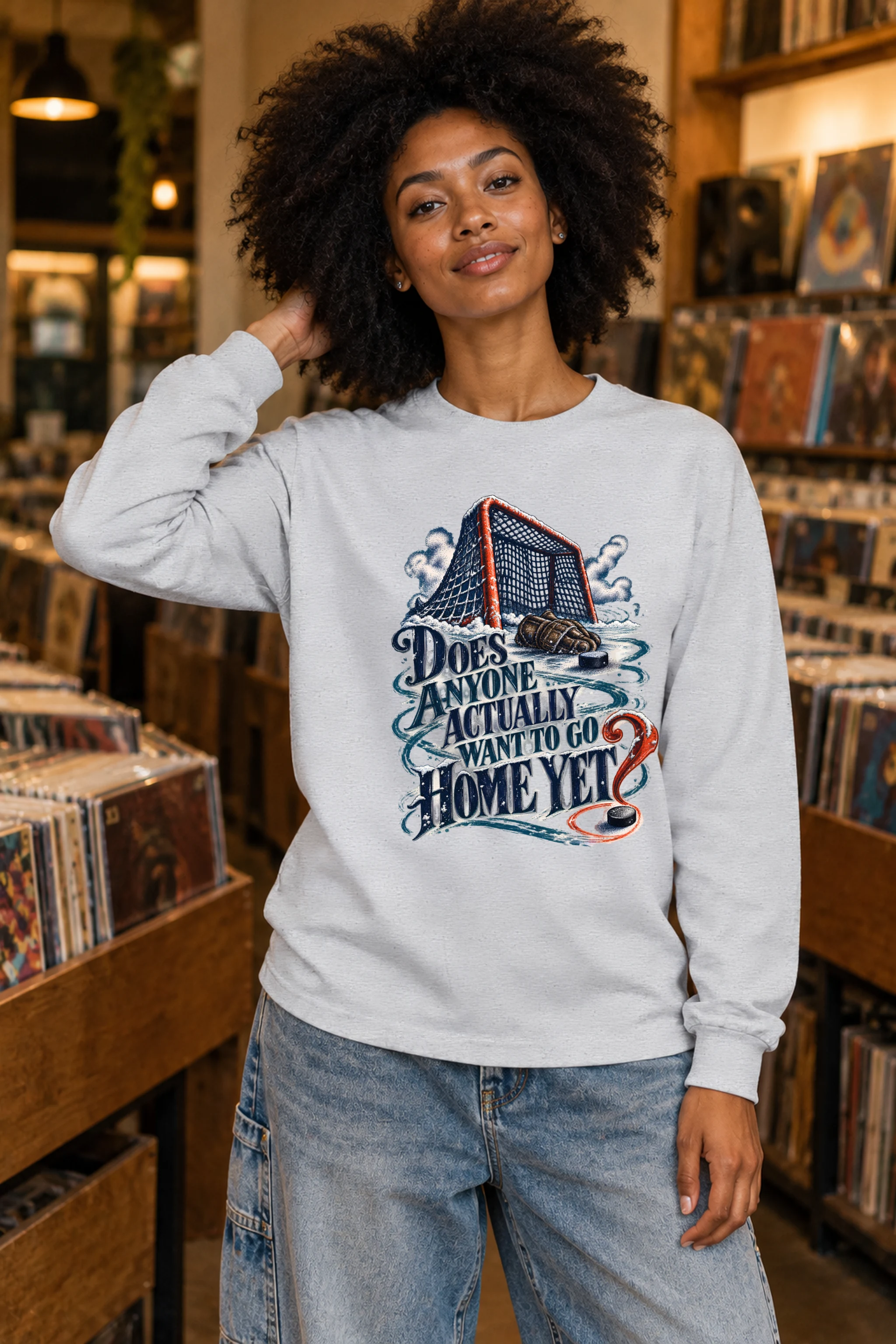 "Snowy Hockey Goal" Unisex Longsleeve T-shirt