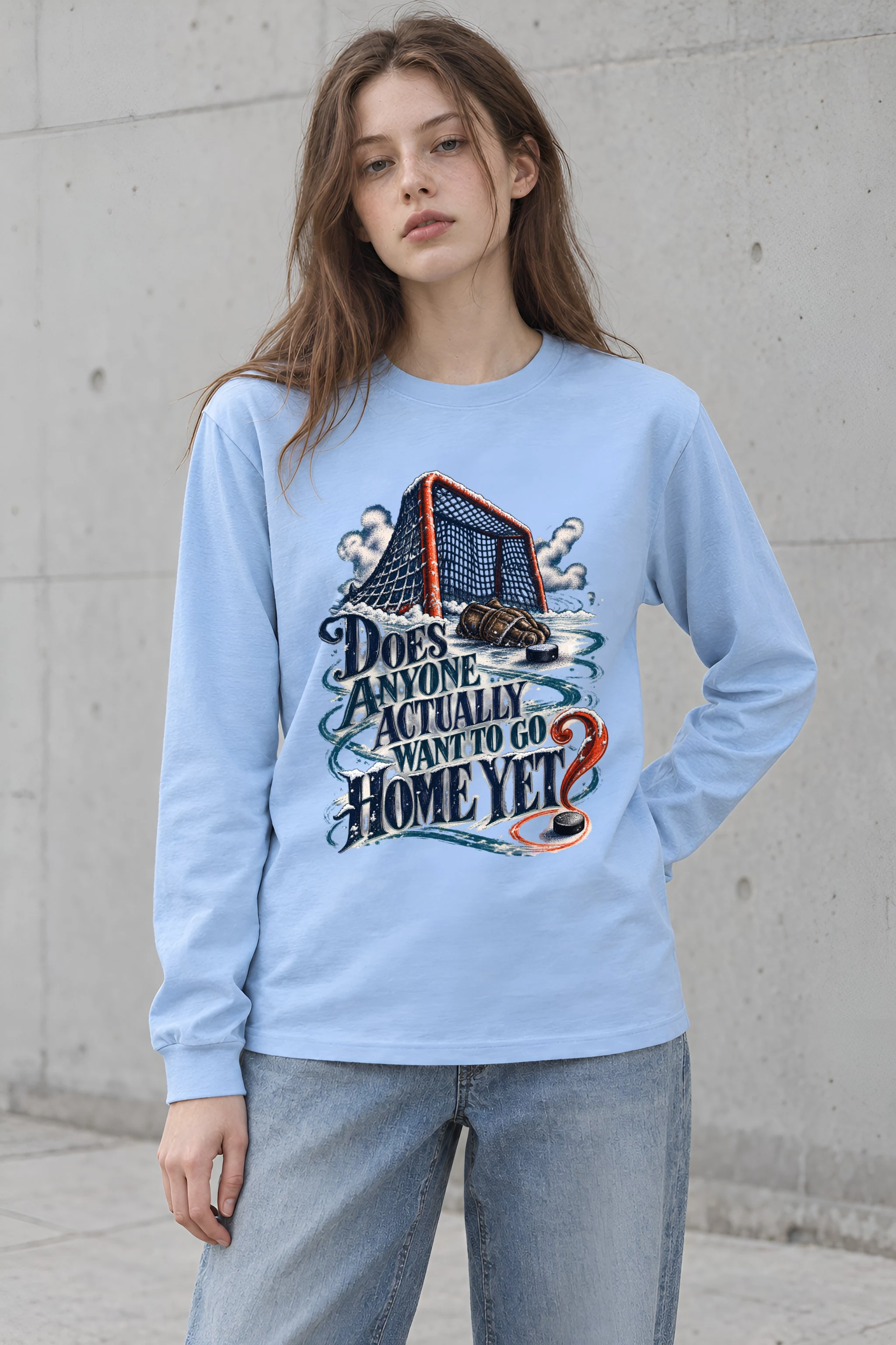 "Snowy Hockey Goal" Unisex Longsleeve T-shirt