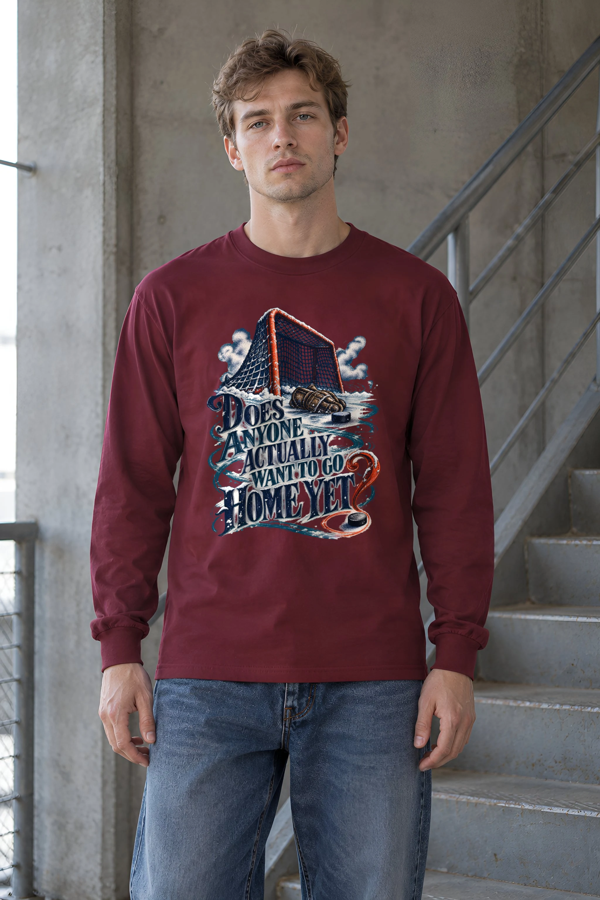 "Snowy Hockey Goal" Unisex Longsleeve T-shirt