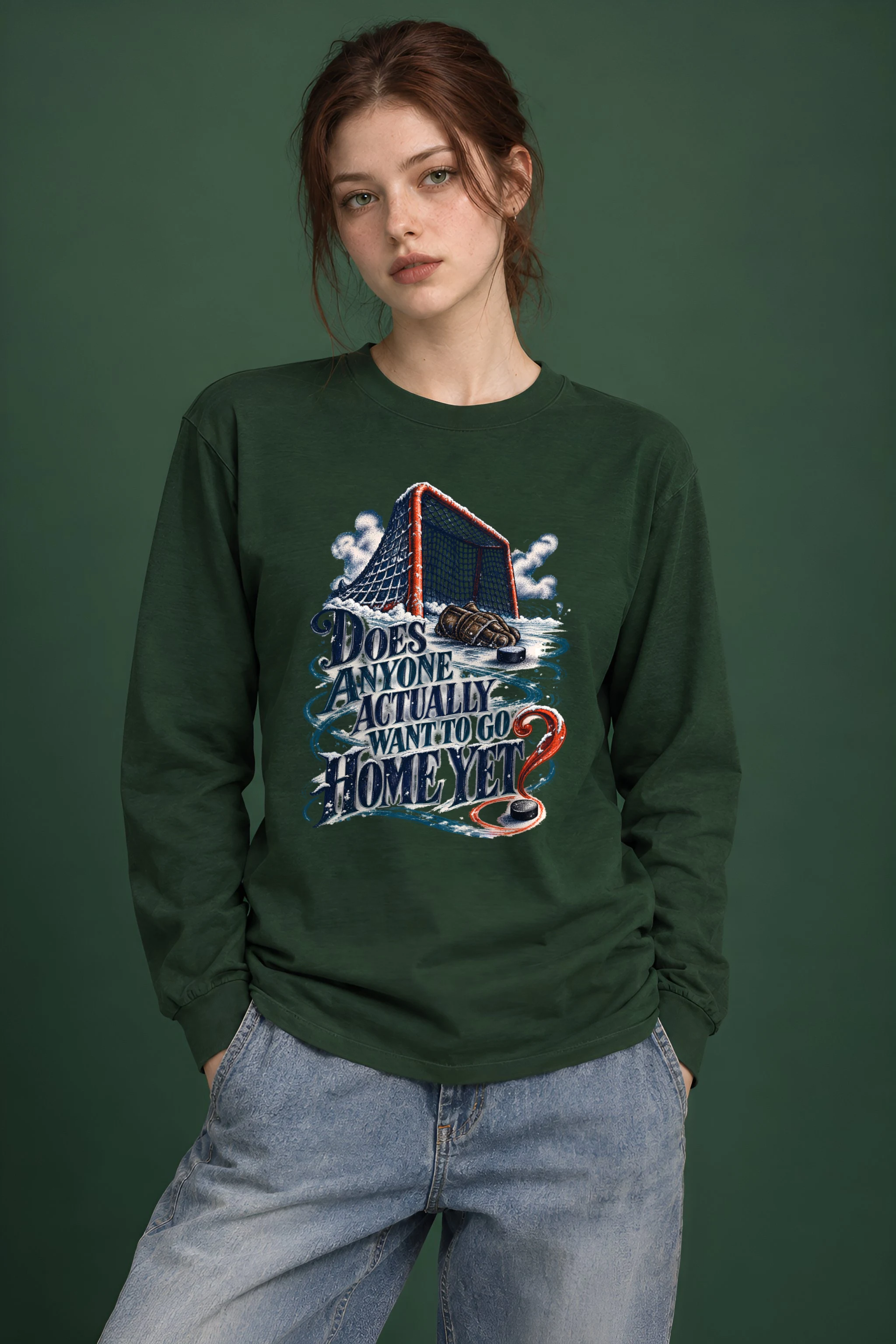"Snowy Hockey Goal" Unisex Longsleeve T-shirt