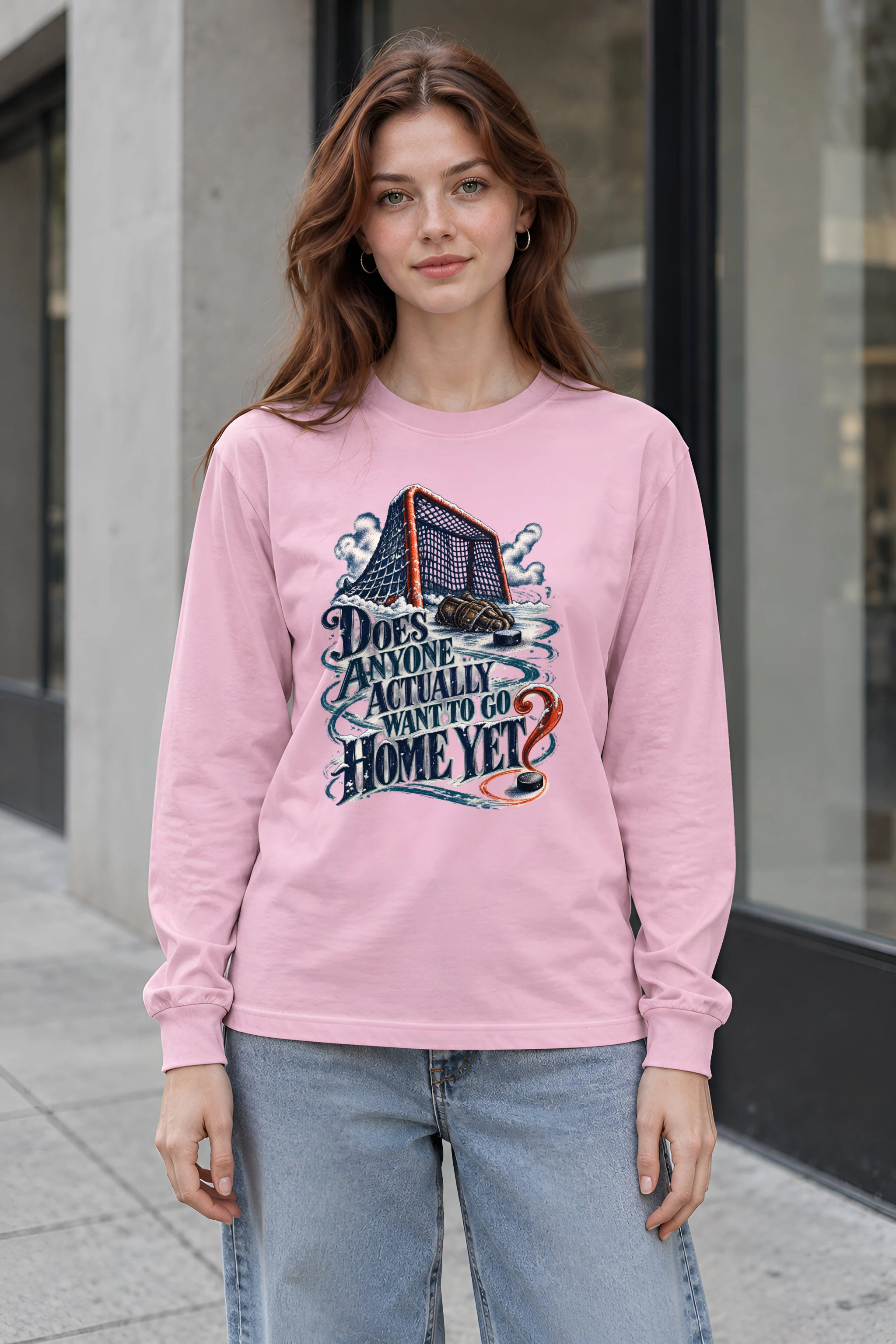 "Snowy Hockey Goal" Unisex Longsleeve T-shirt