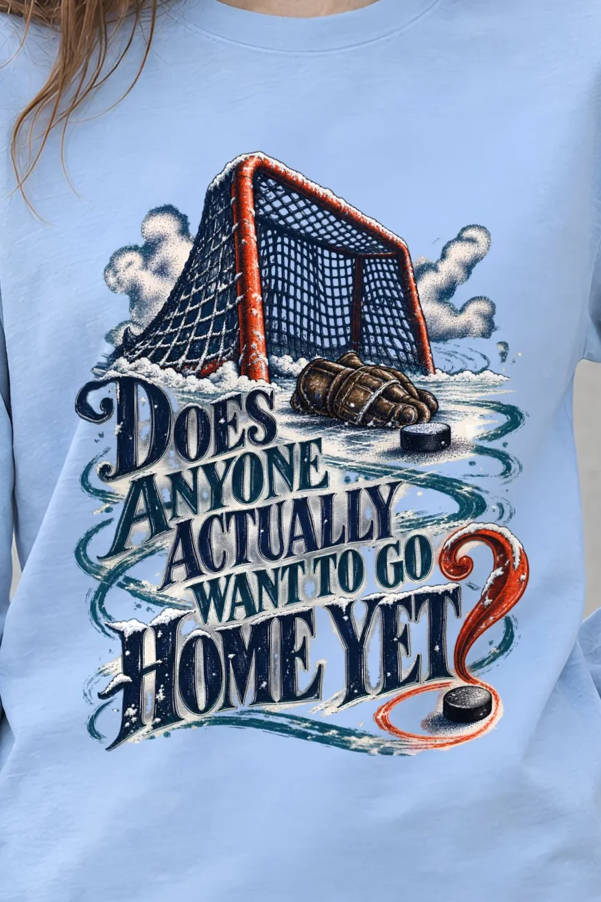 "Snowy Hockey Goal" Unisex Longsleeve T-shirt - the graphic up close