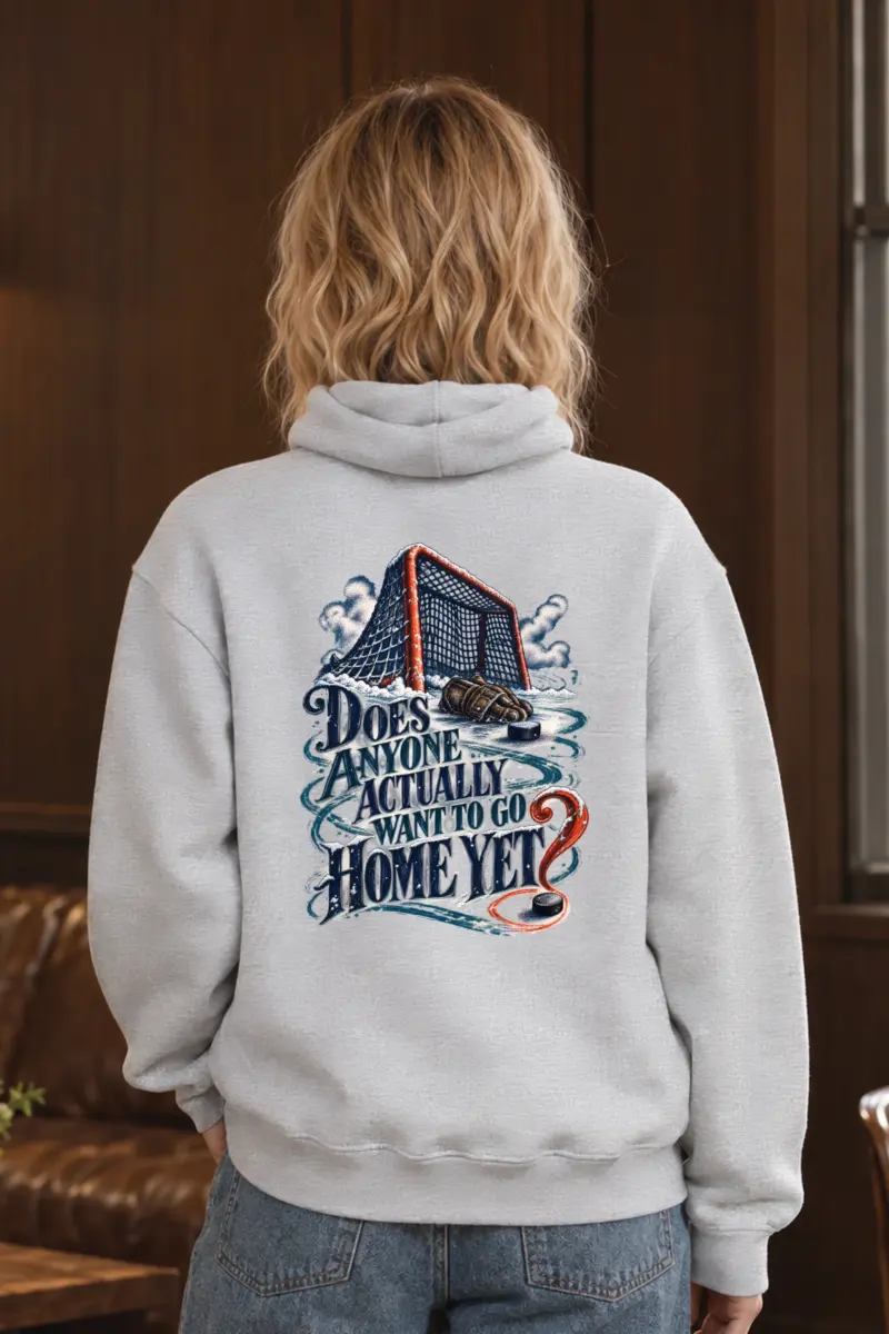 “Snowy Hockey Goal” Unisex Pullover Hoodie