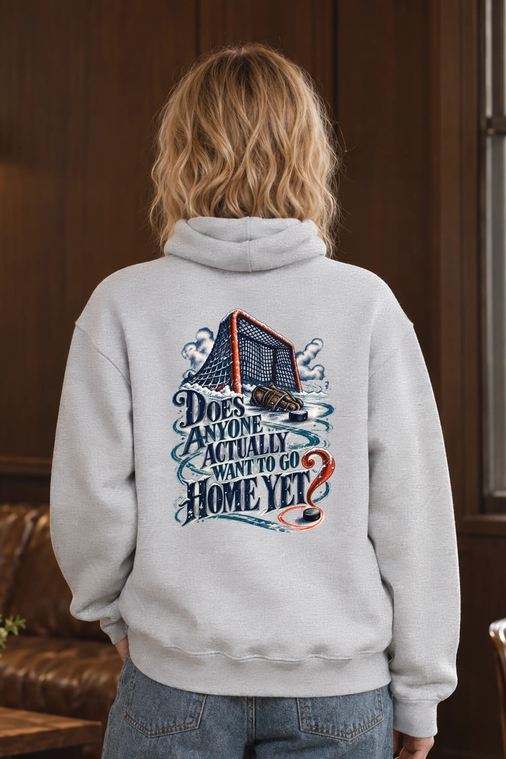 "Snowy Hockey Goal" Unisex Pullover Hoodie