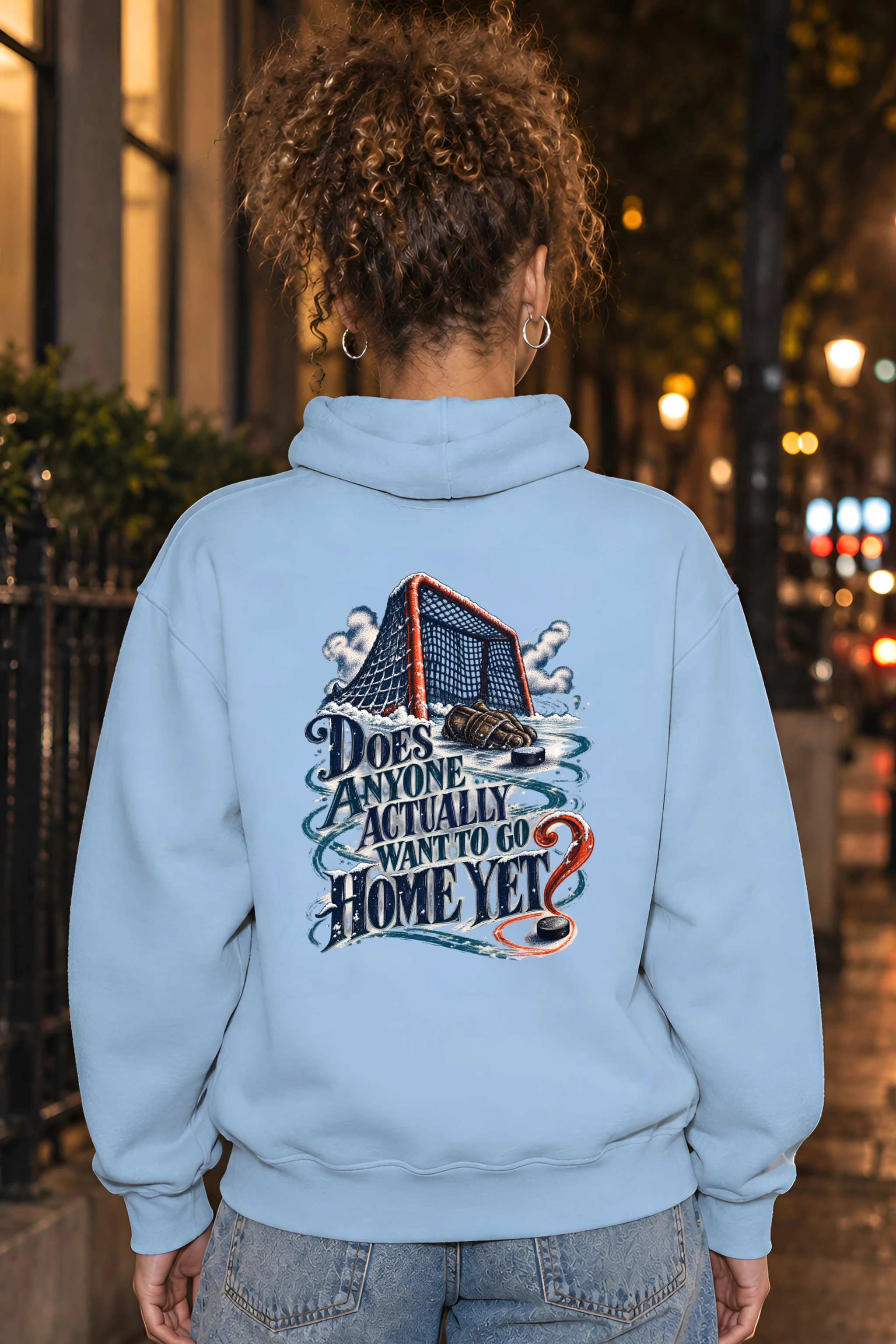 "Snowy Hockey Goal" Unisex Pullover Hoodie