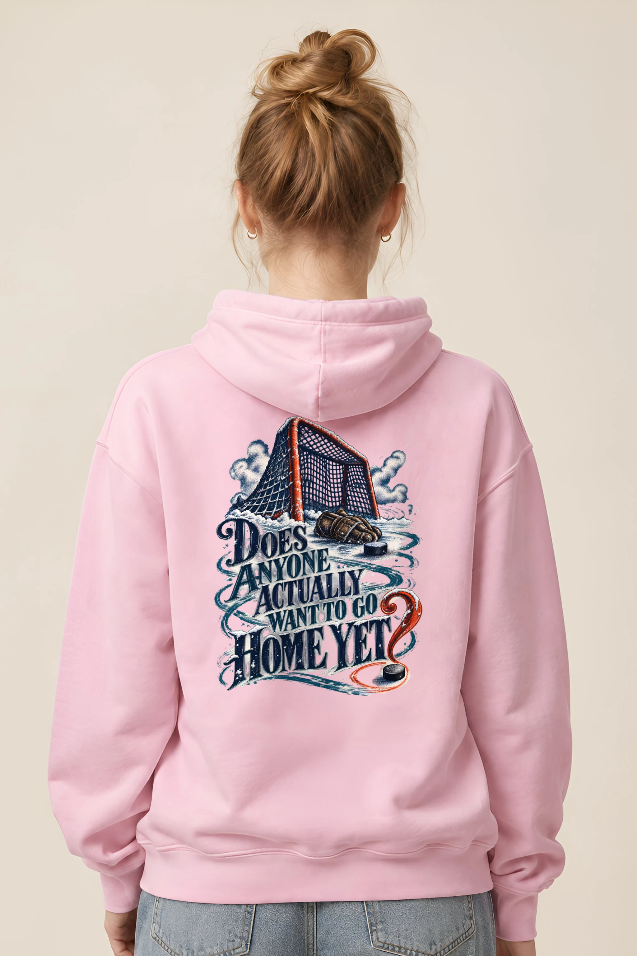 "Snowy Hockey Goal" Unisex Pullover Hoodie