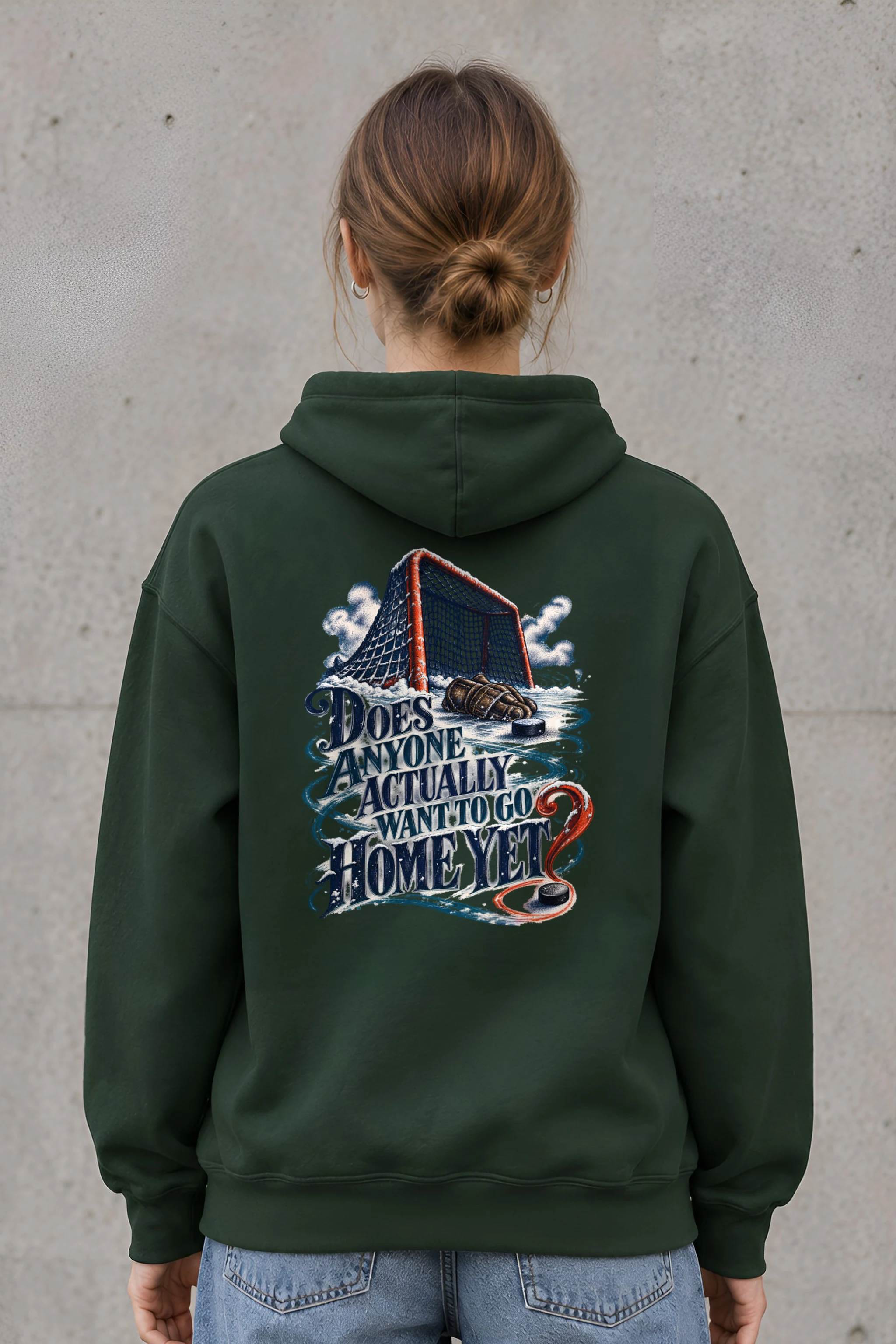 "Snowy Hockey Goal" Unisex Pullover Hoodie
