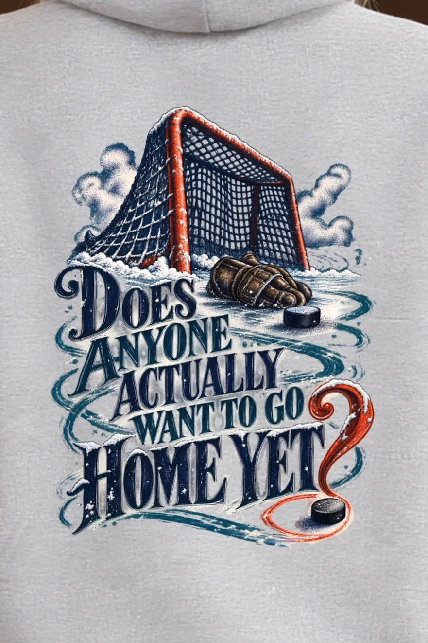 "Snowy Hockey Goal" Unisex Pullover Hoodie - the graphic up close