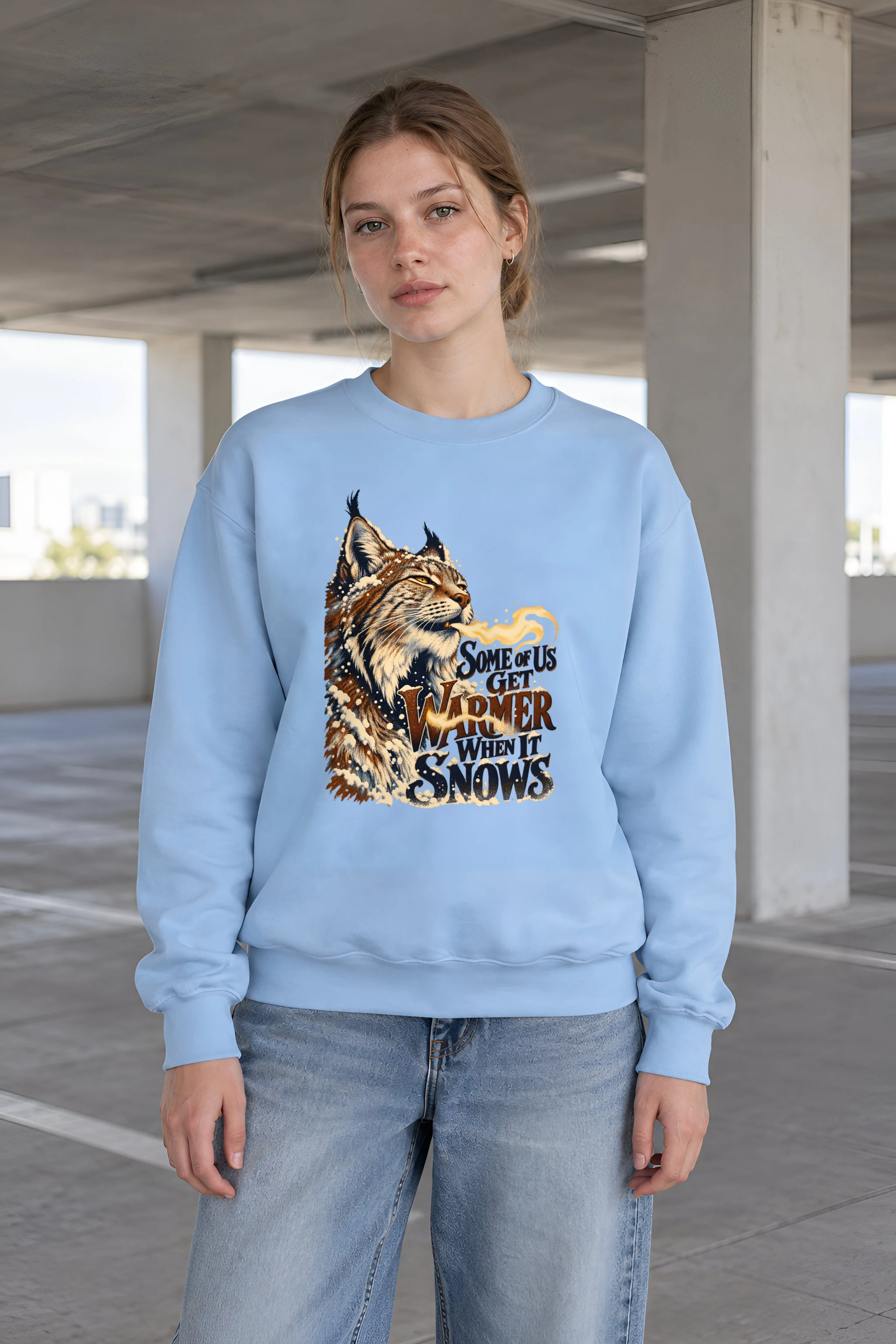 "Snowy Lynx Breath" Heavy Blend Unisex Crewneck Sweatshirt