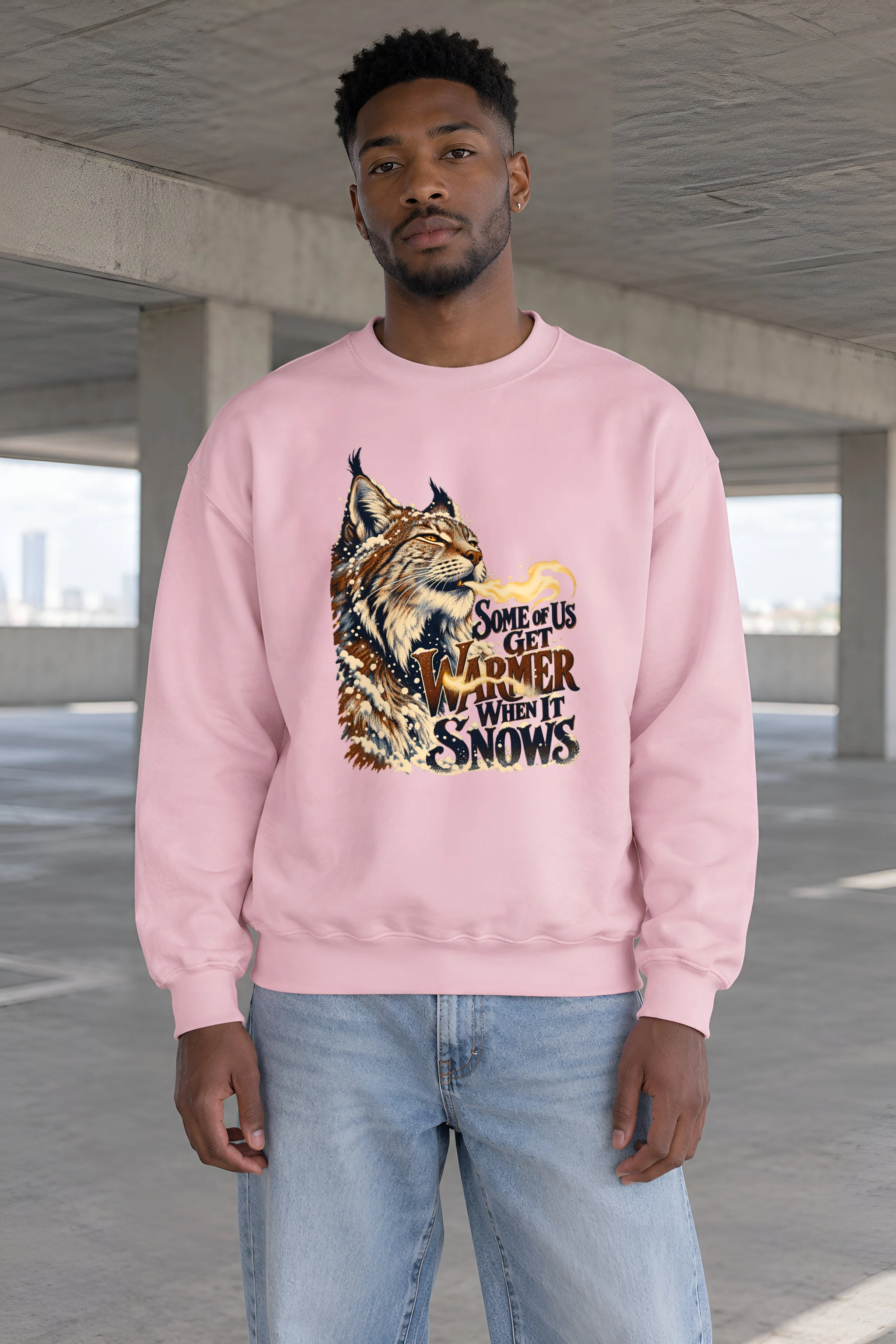 "Snowy Lynx Breath" Heavy Blend Unisex Crewneck Sweatshirt