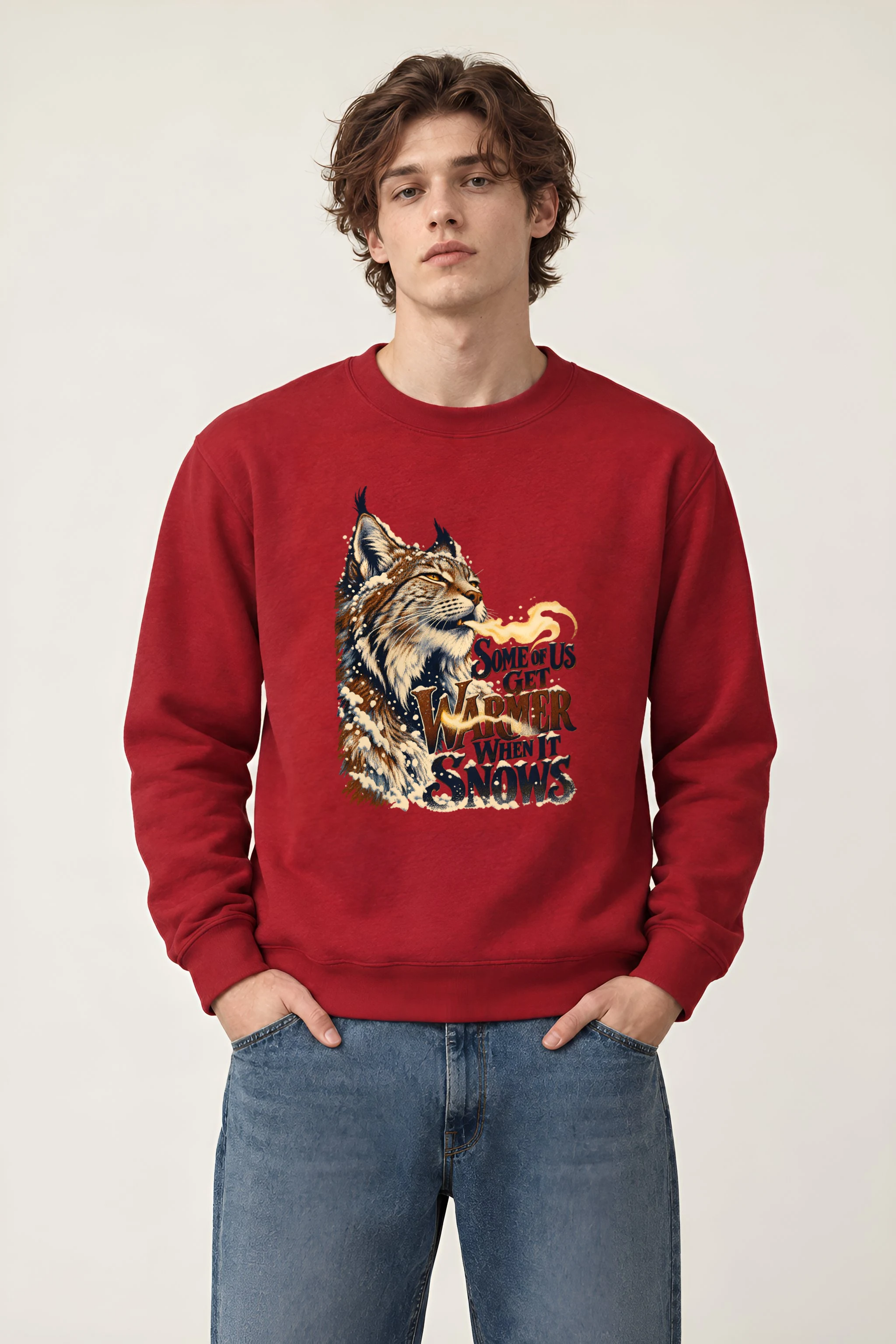 "Snowy Lynx Breath" Heavy Blend Unisex Crewneck Sweatshirt