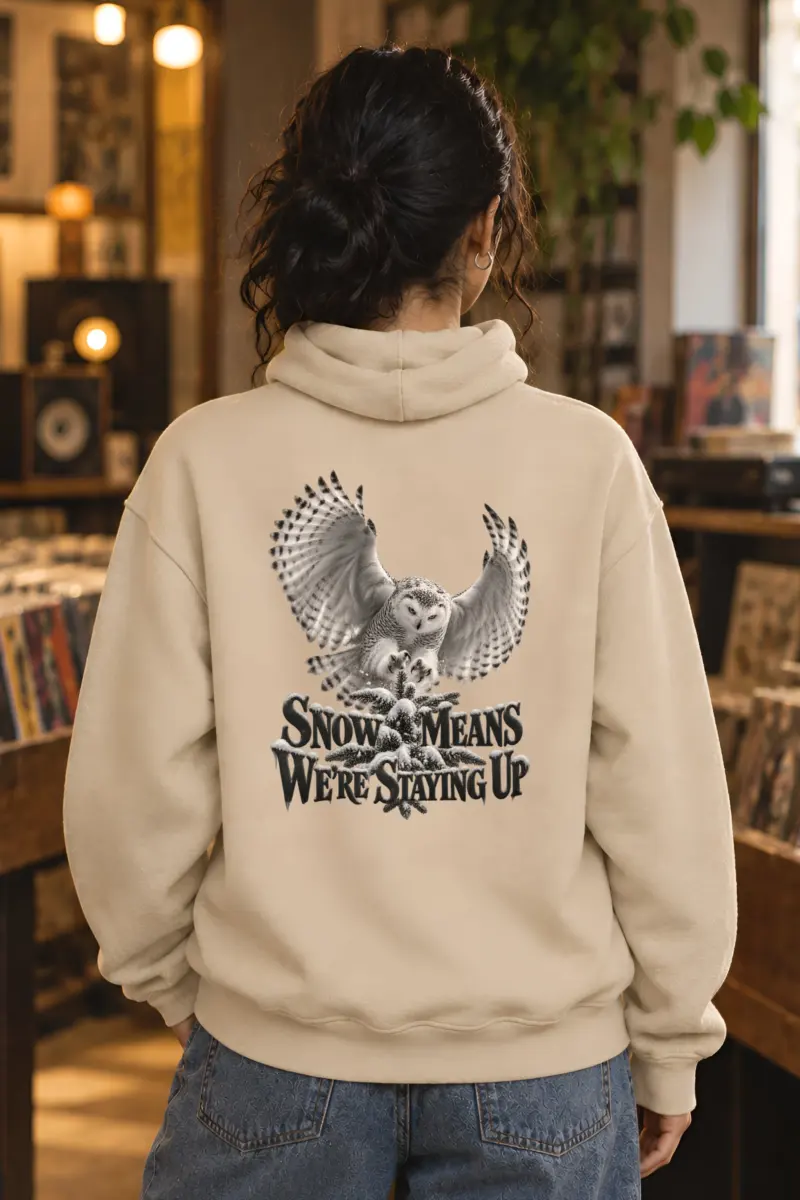 “Snowy Owl Winter Vigil” Heavy Blend Unisex Pullover Hoodie