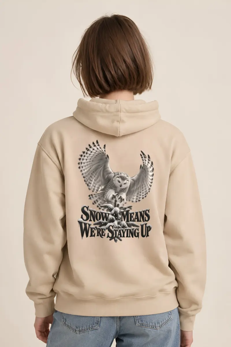 “Snowy Owl Winter Vigil” Unisex Pullover Hoodie