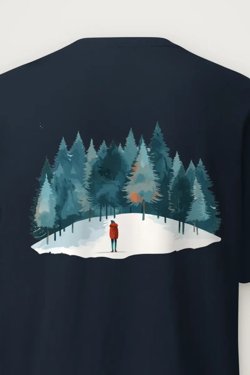 "Snowy Pine Path" Heavyweight Unisex Crewneck T-shirt